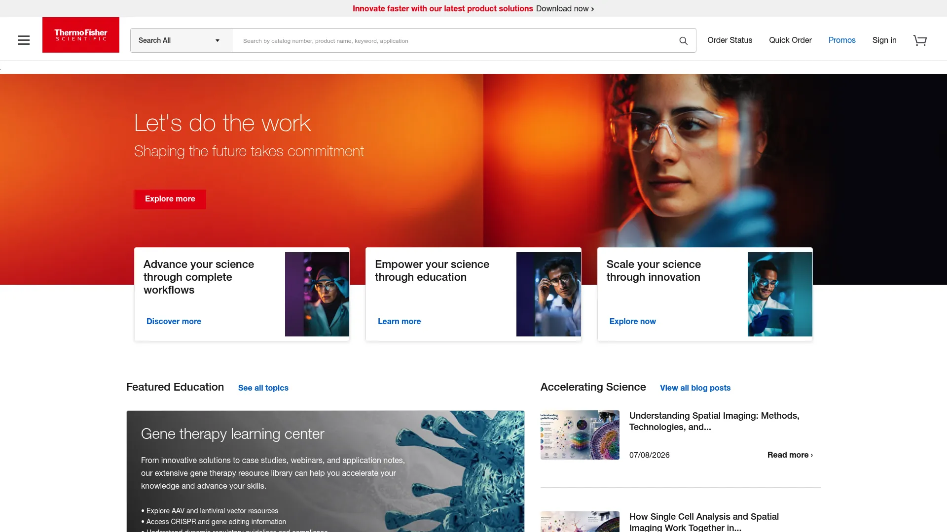 Thermo Fisher Scientific homepage