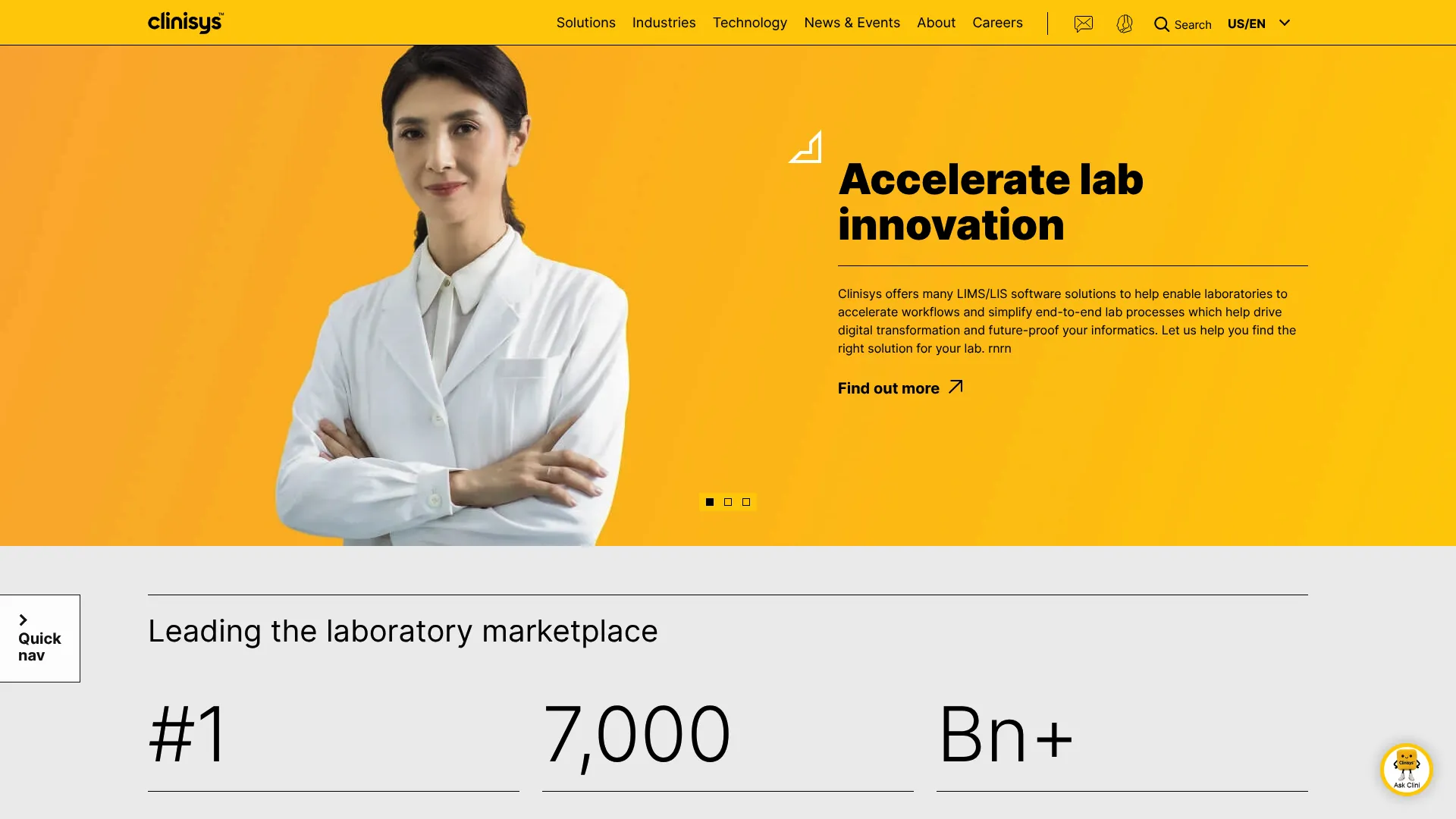 Clinisys laboratory informatics homepage