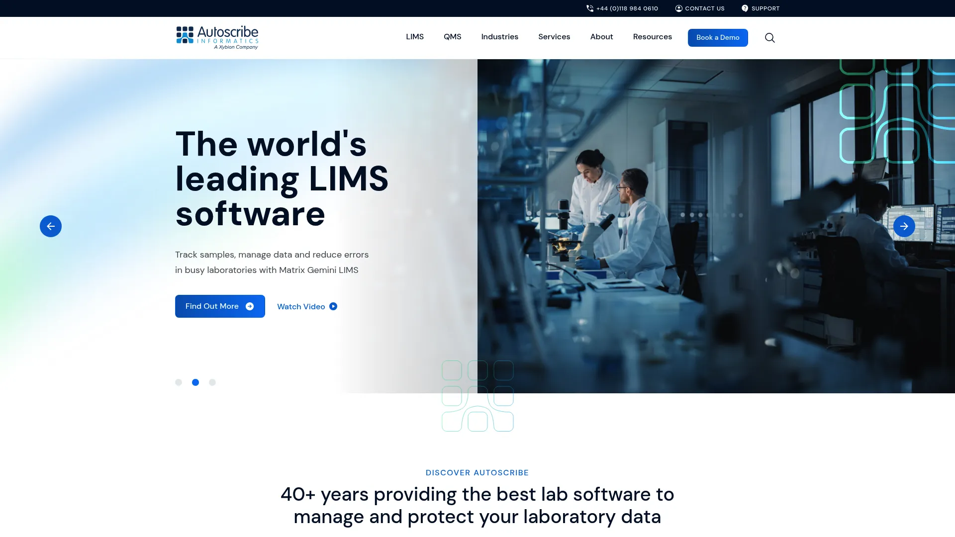 Autoscribe Informatics Matrix Gemini LIMS homepage