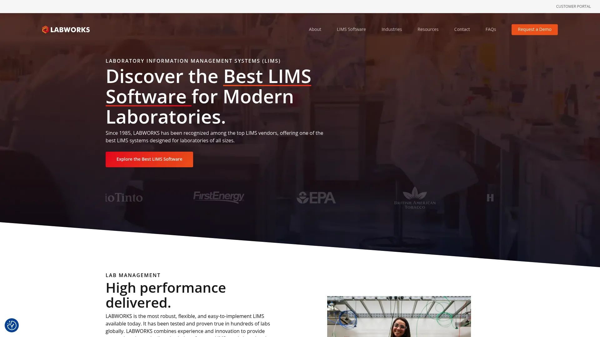 Labworks LIMS software homepage
