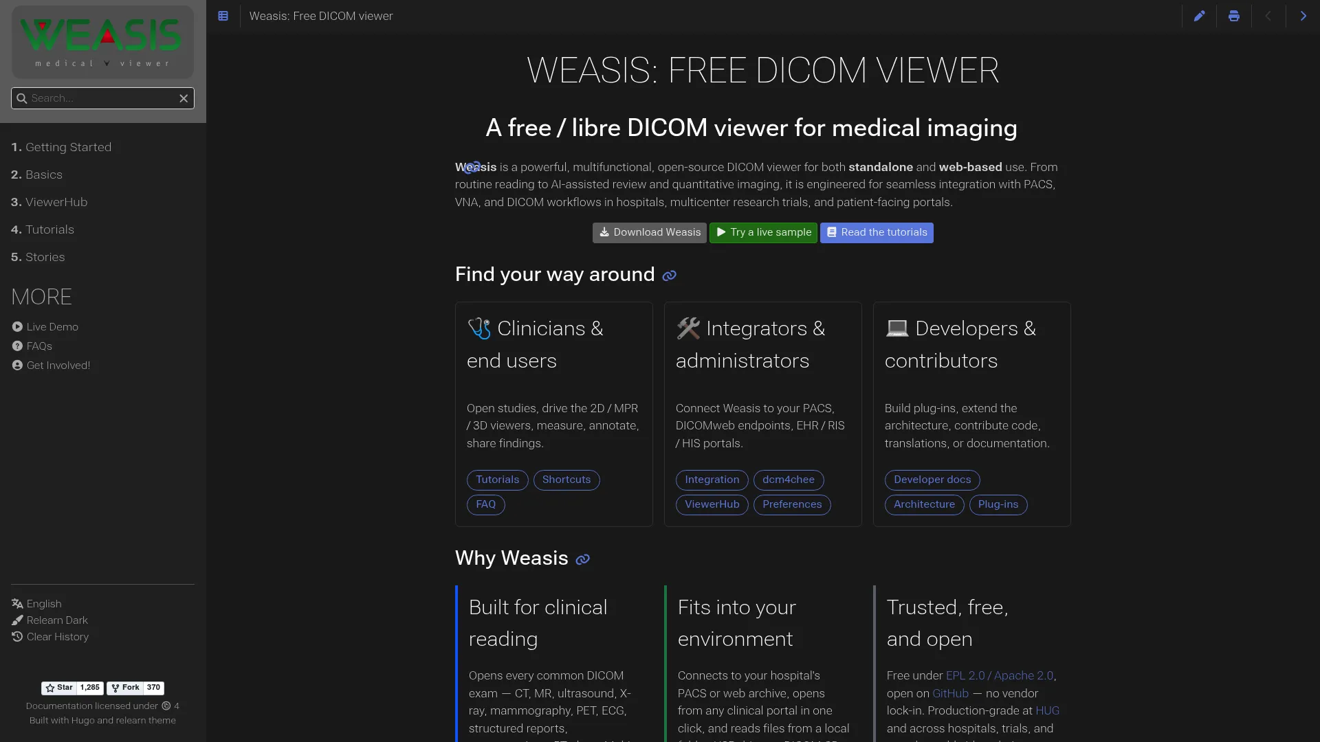 Weasis open-source DICOM viewer homepage