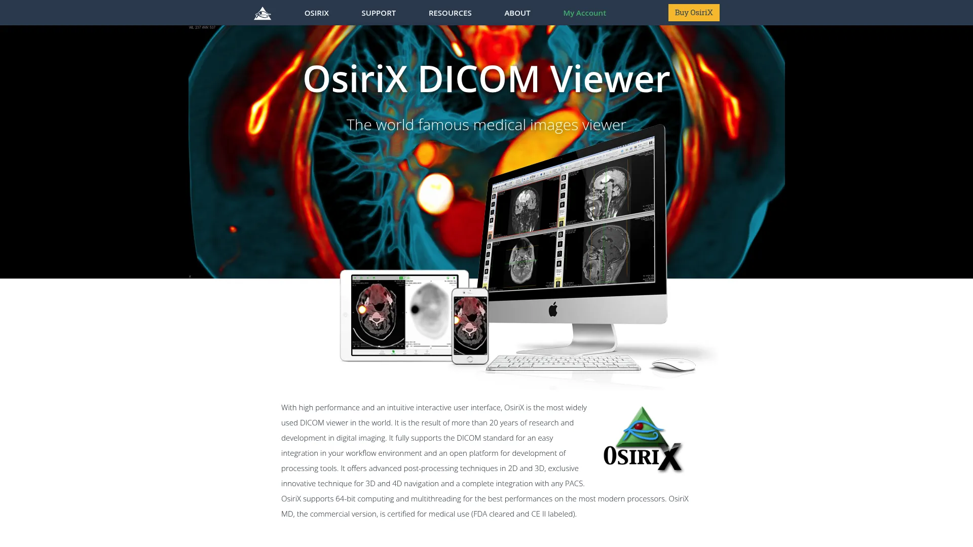 OsiriX medical imaging viewer homepage