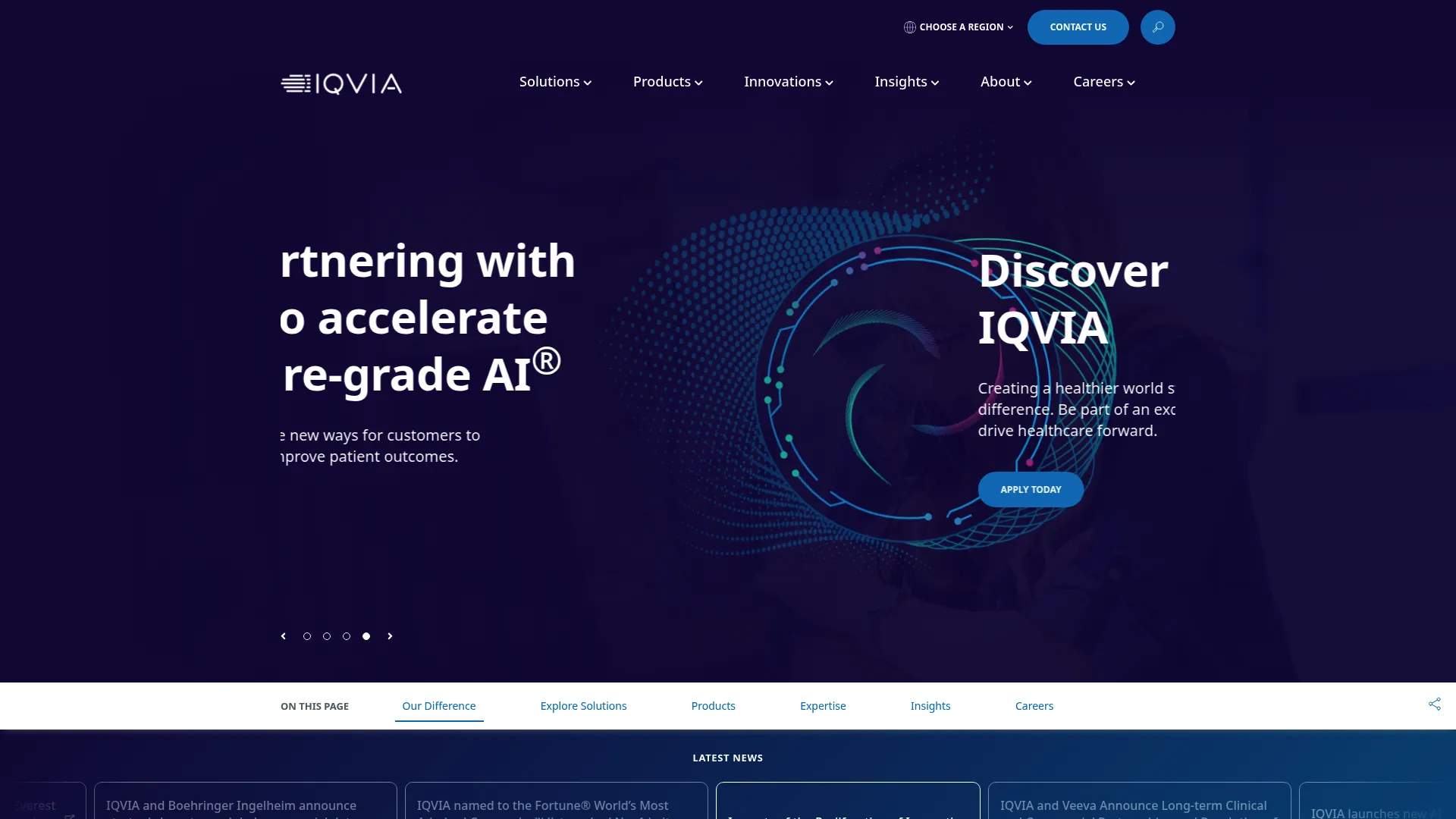 IQVIA Technologies clinical trial management system page