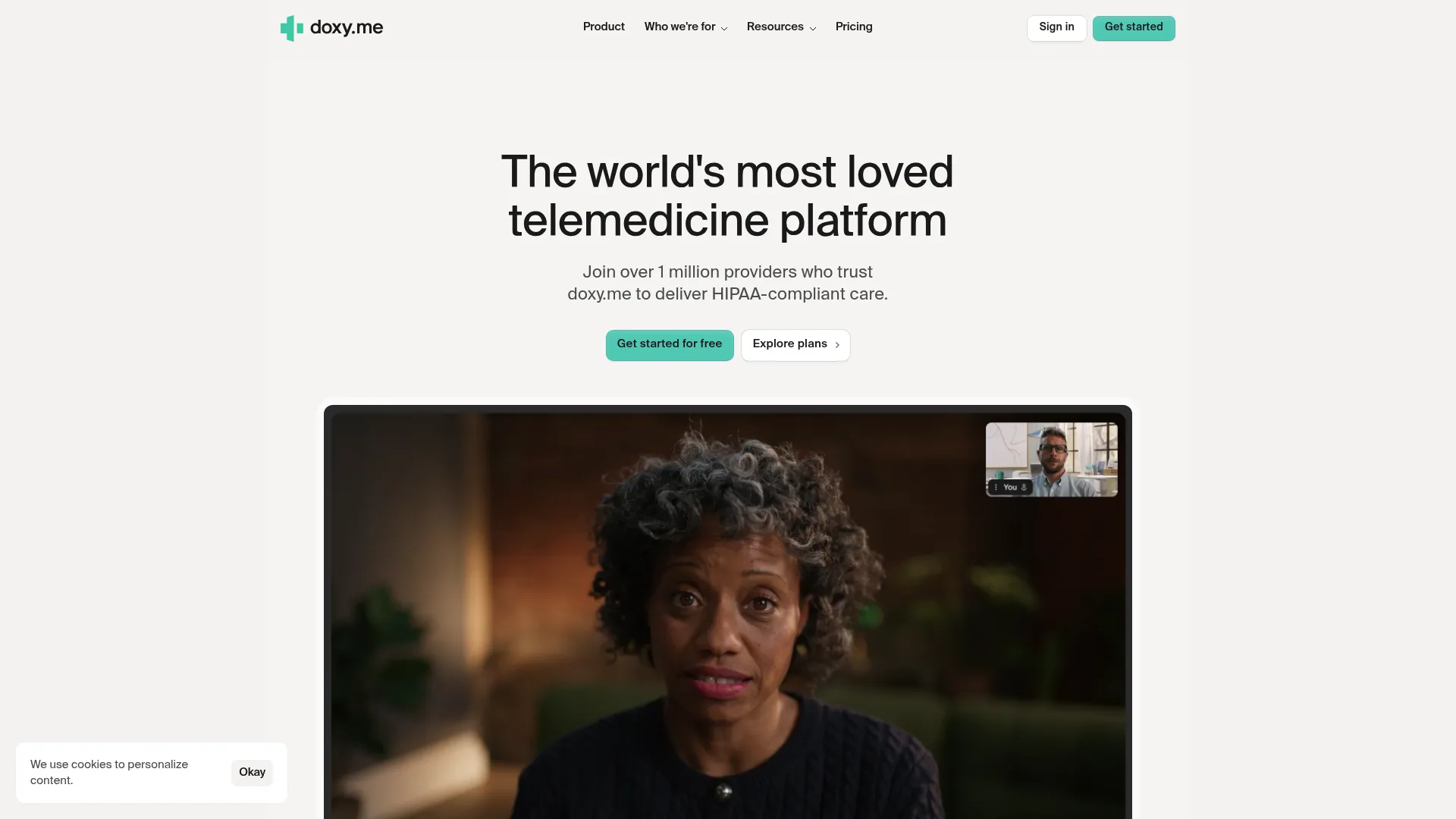 Doxy.me telehealth platform homepage