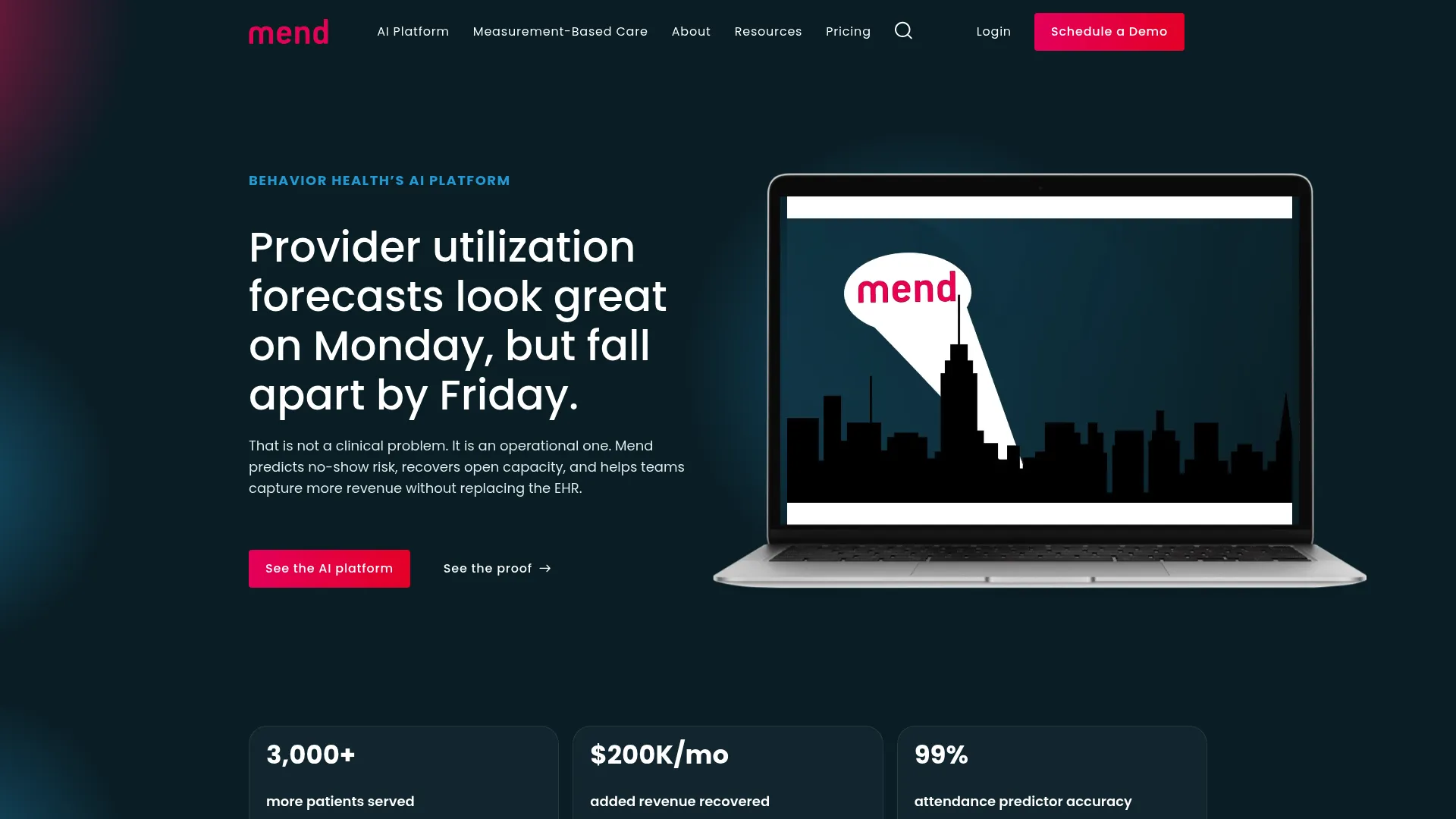 Mend behavioral health telehealth platform