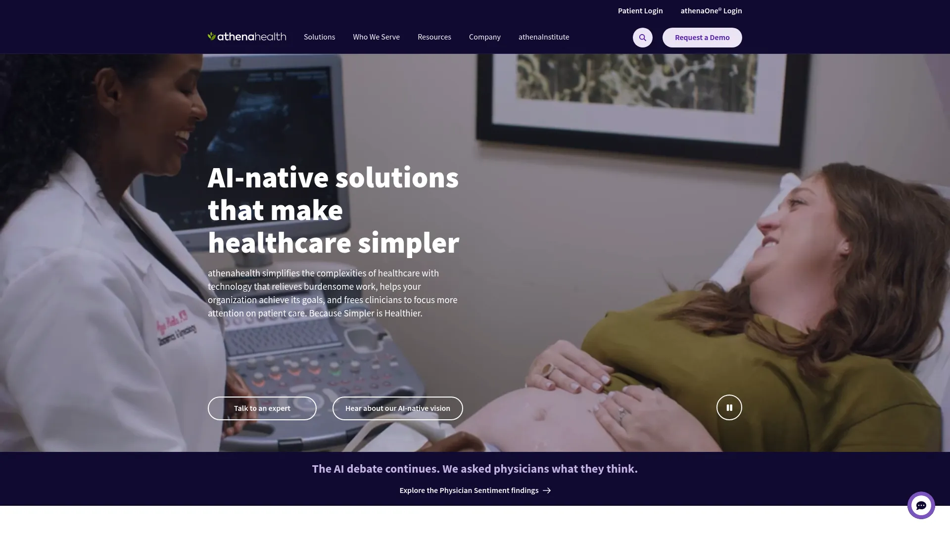 athenahealth cloud-based ambulatory EHR platform homepage