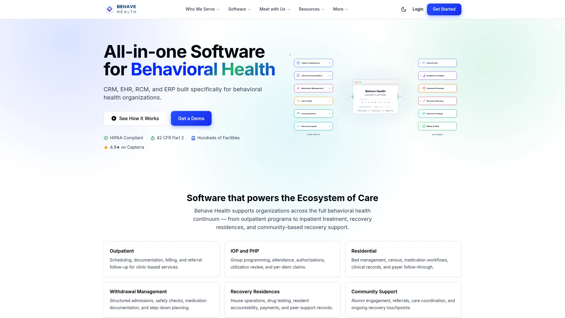 Behave Health behavioral health platform homepage