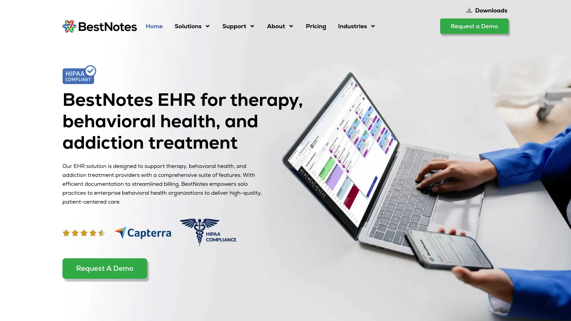 BestNotes behavioral health EHR homepage