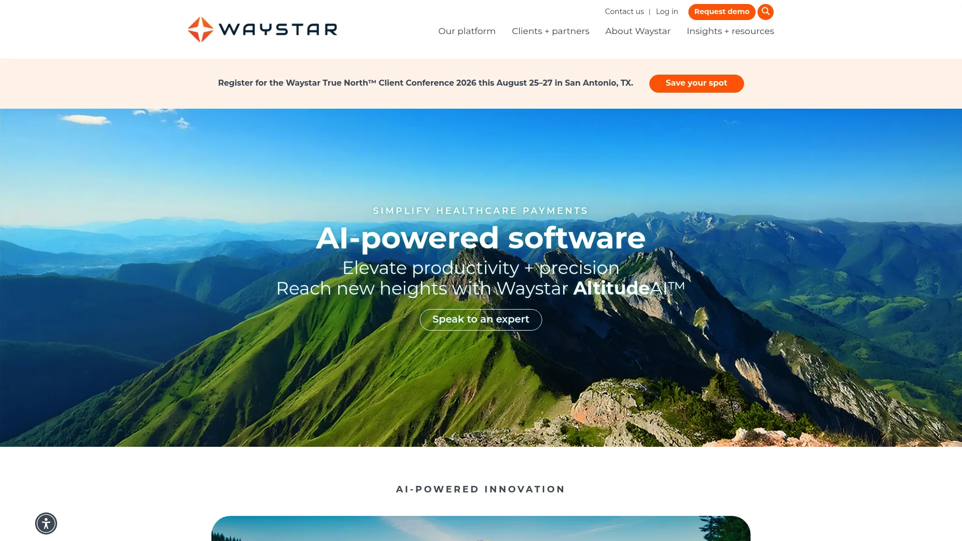 Waystar revenue cycle management software homepage
