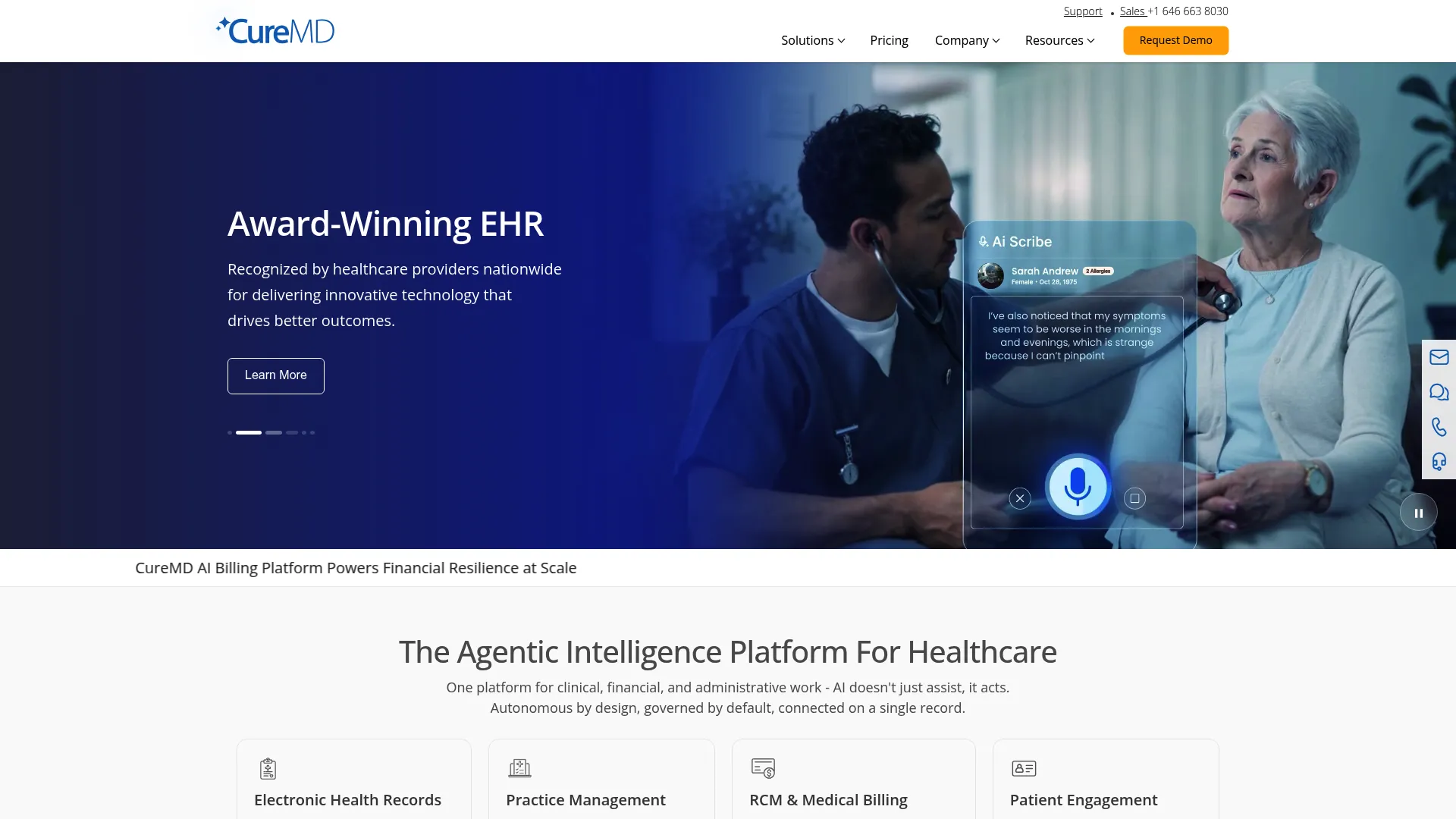 CureMD healthcare software and services homepage