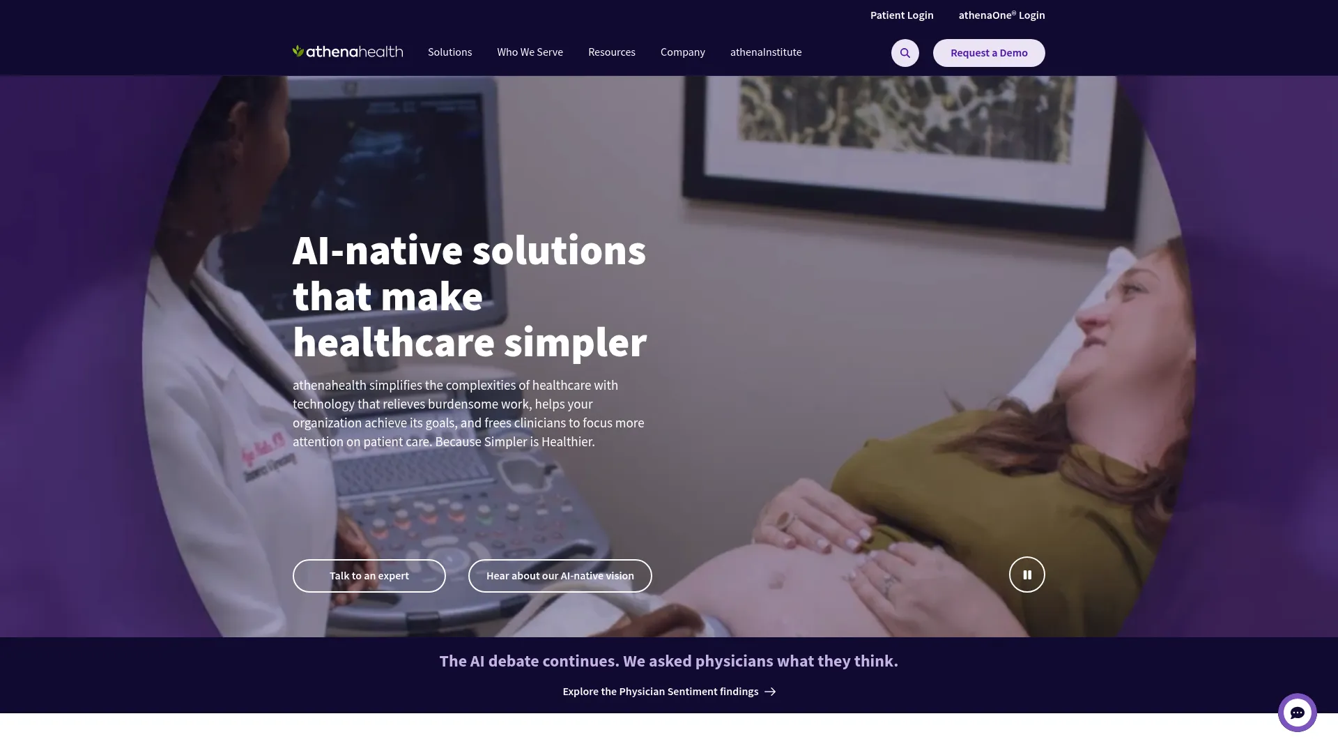 athenahealth healthcare software homepage