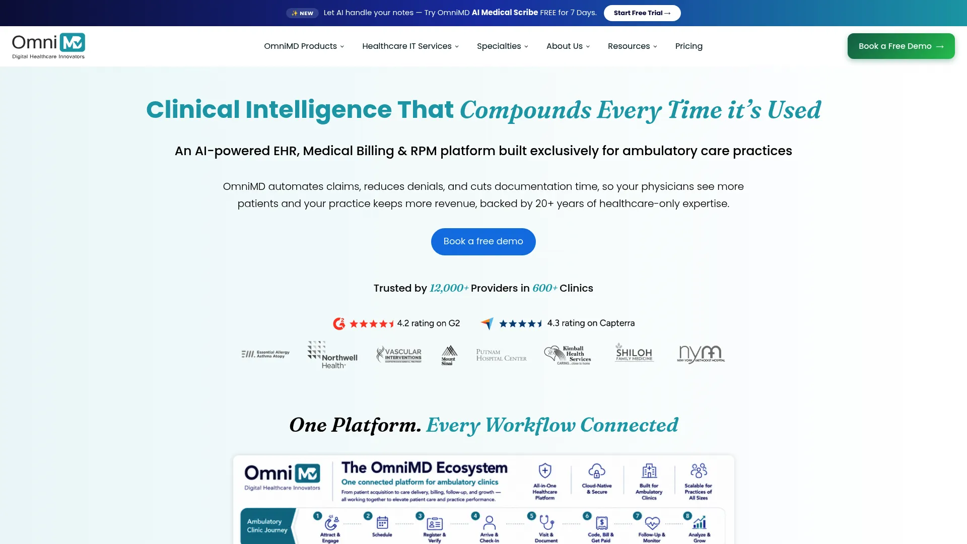 OmniMD healthcare software suite homepage