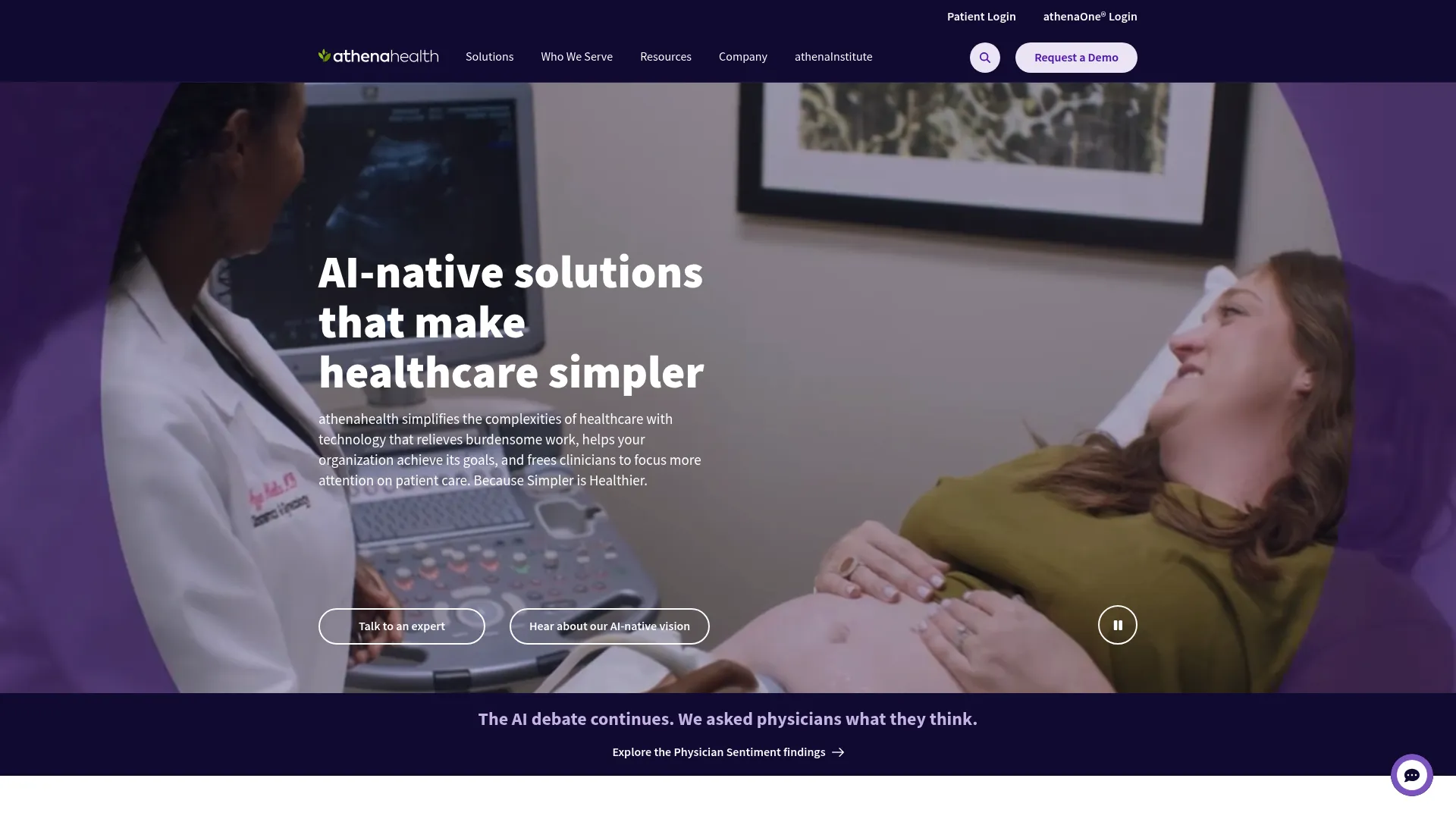 athenahealth AI-native EHR, practice management, and patient engagement platform homepage