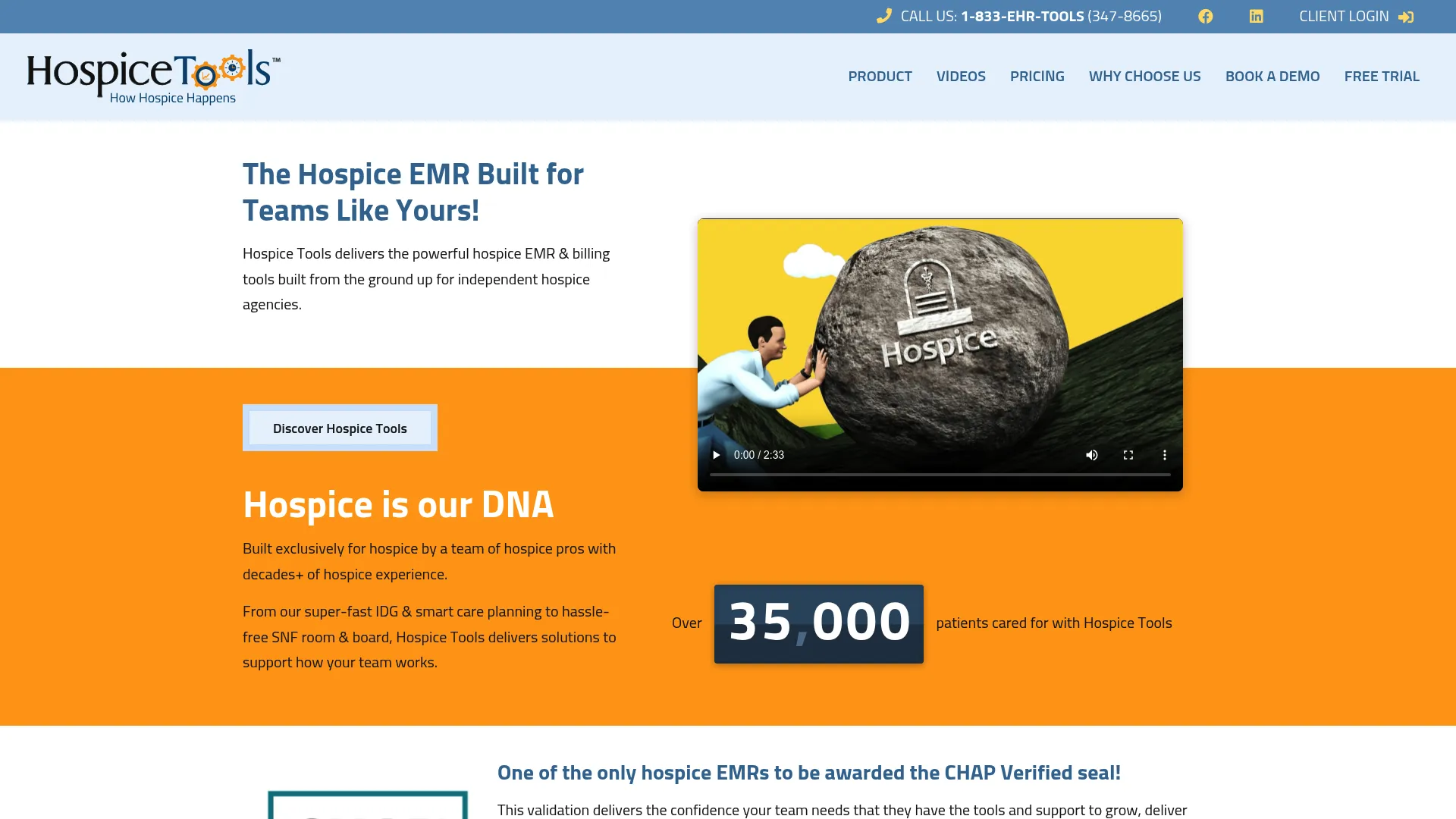 Hospice Tools EMR hospice charting and billing software homepage