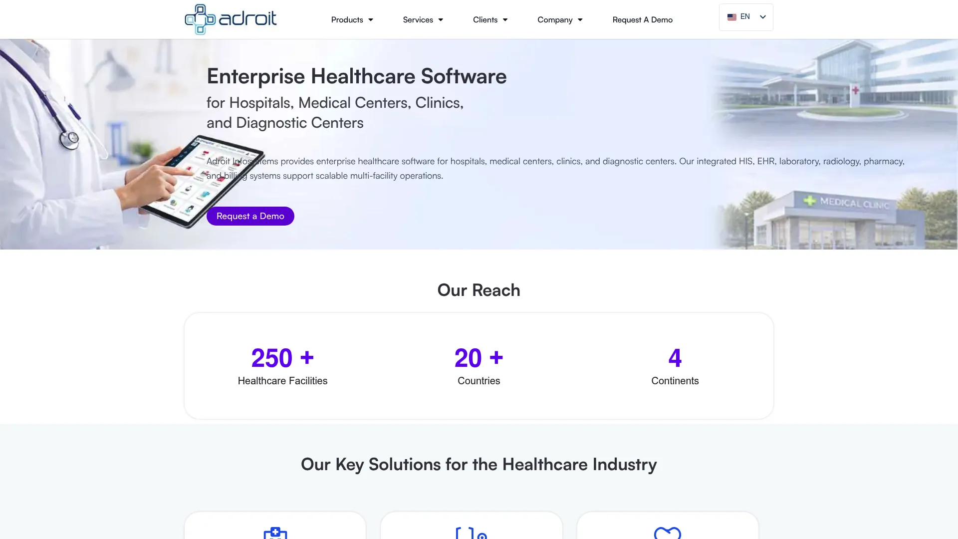 Adroit Infosystems healthcare software homepage
