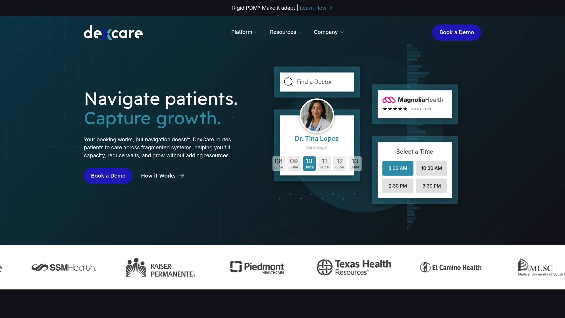 DexCare healthcare access and patient navigation platform homepage