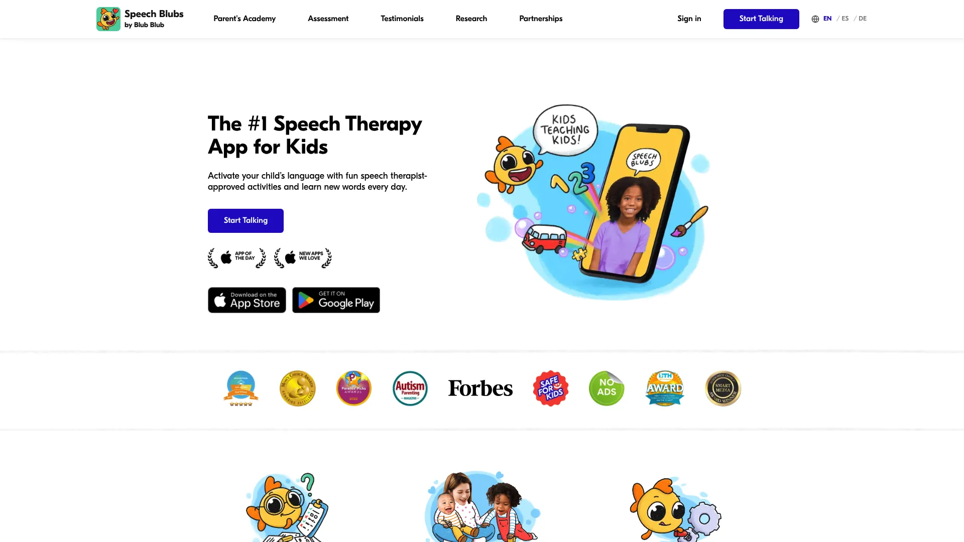 Speech Blubs speech therapy app for kids