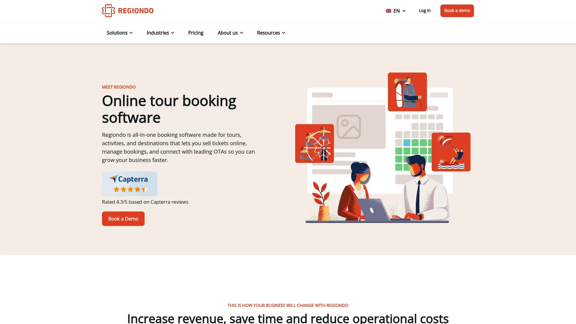 Regiondo all-in-one booking software homepage