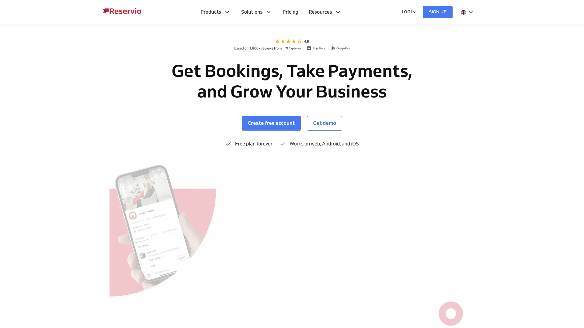 Reservio online booking and scheduling dashboard