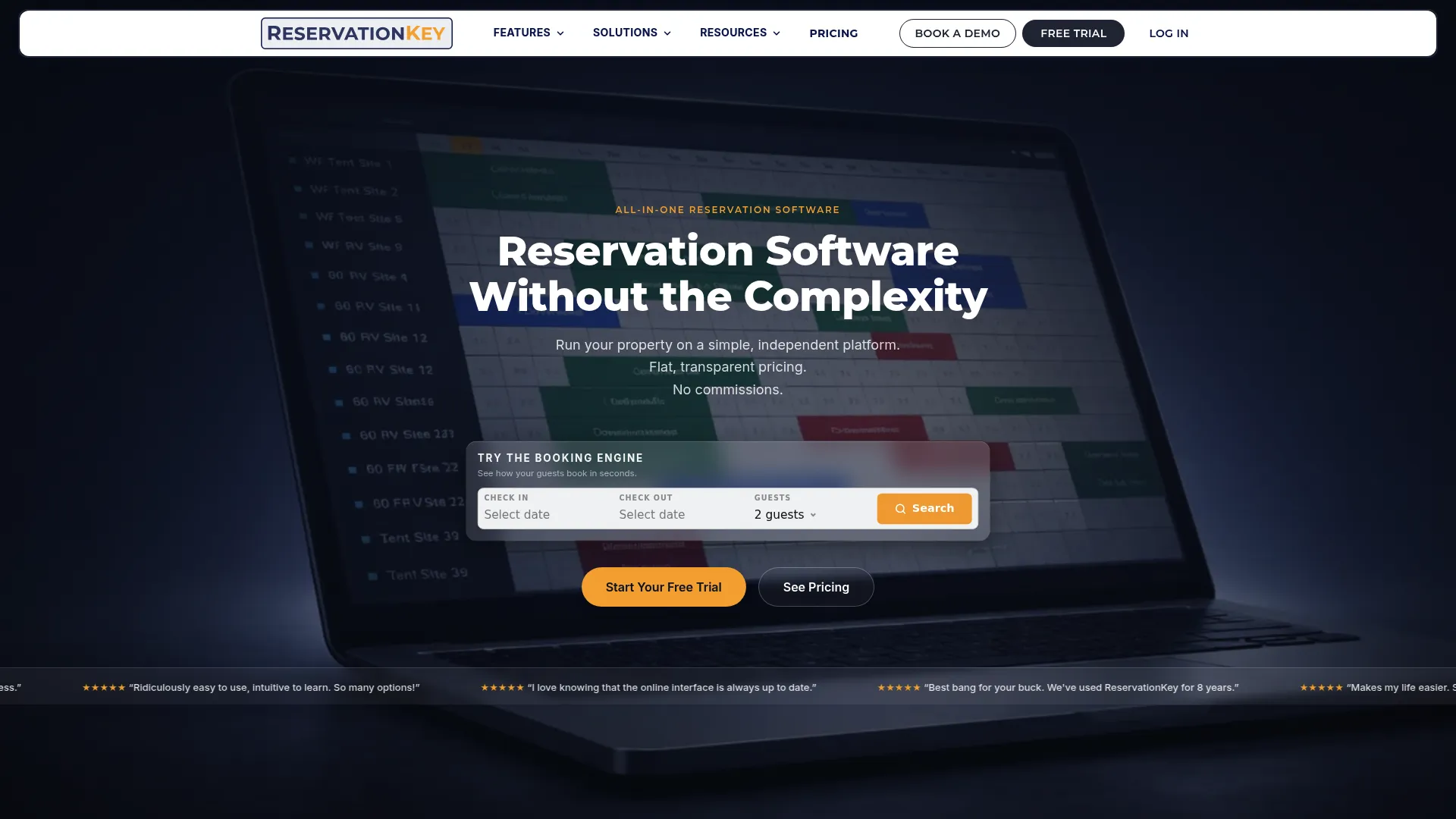 ReservationKey lodging reservation calendar and booking engine