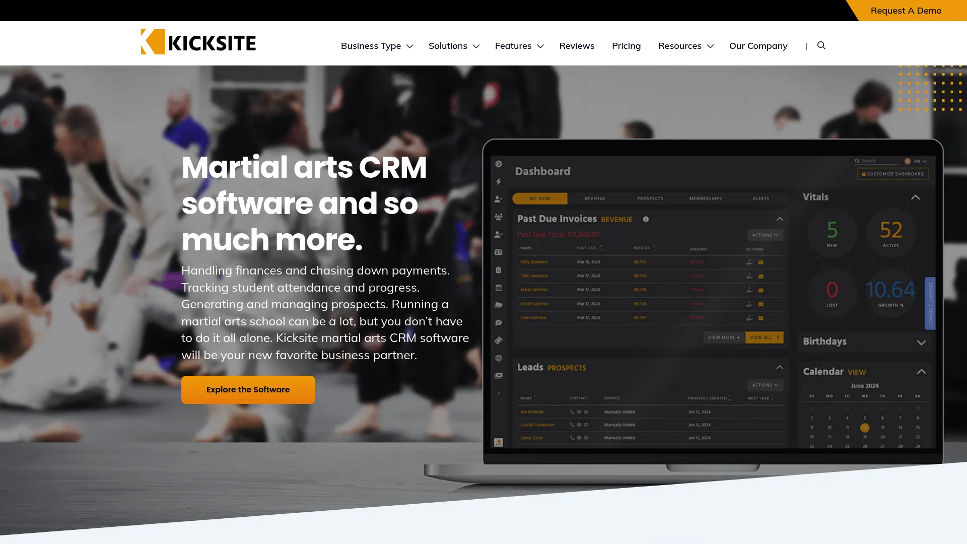 Kicksite martial arts management software student dashboard