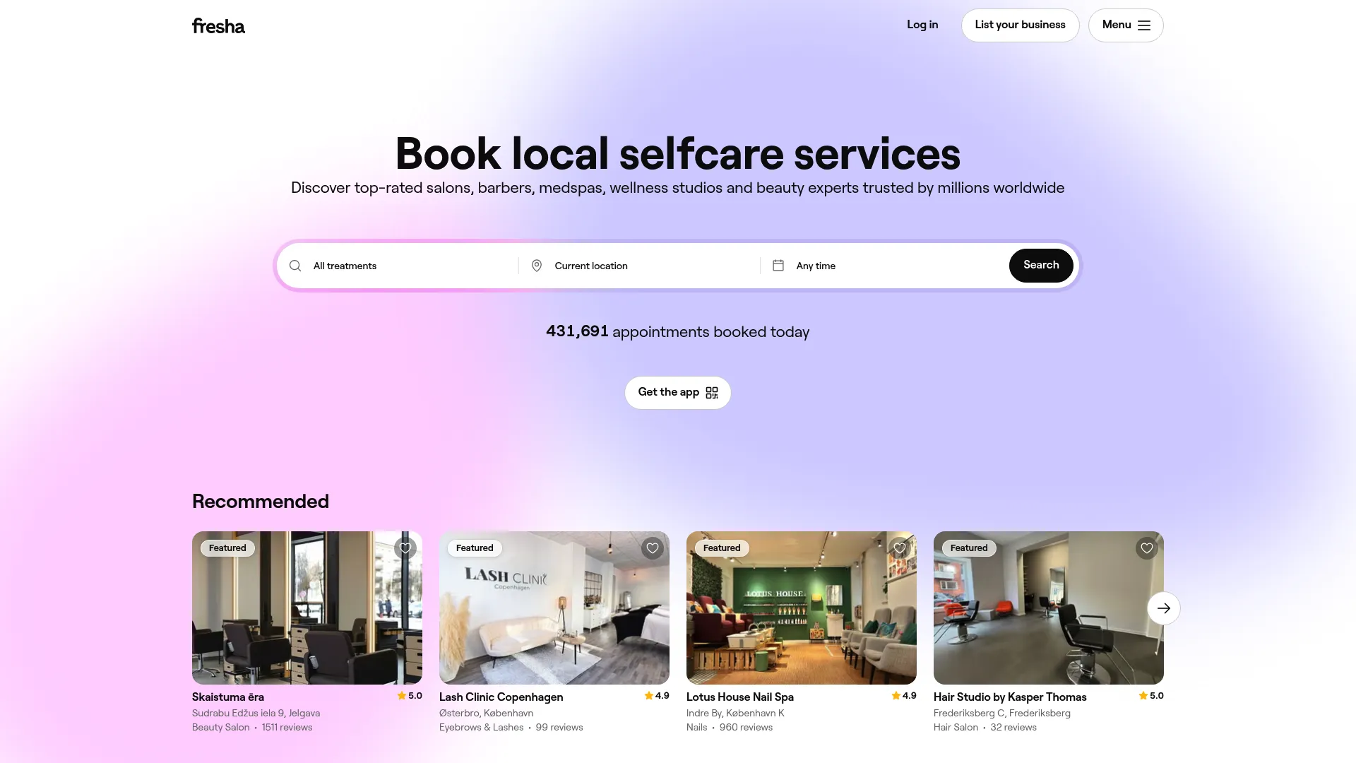 Fresha spa scheduling software