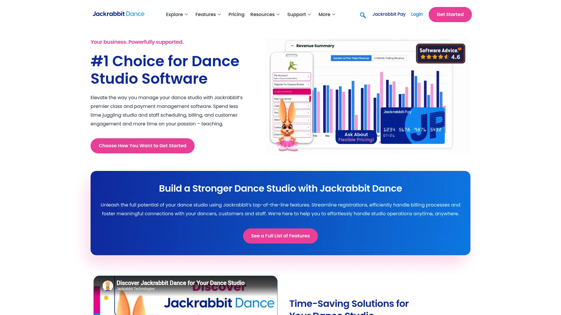 Jackrabbit Dance dance studio software homepage