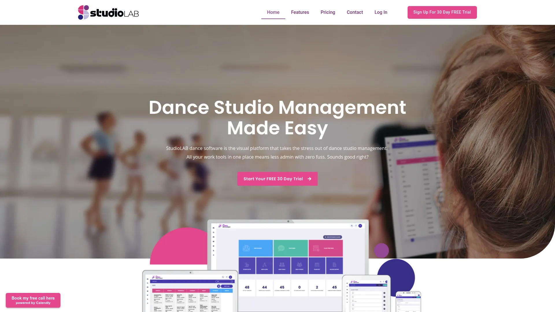 StudioLAB dance studio software homepage