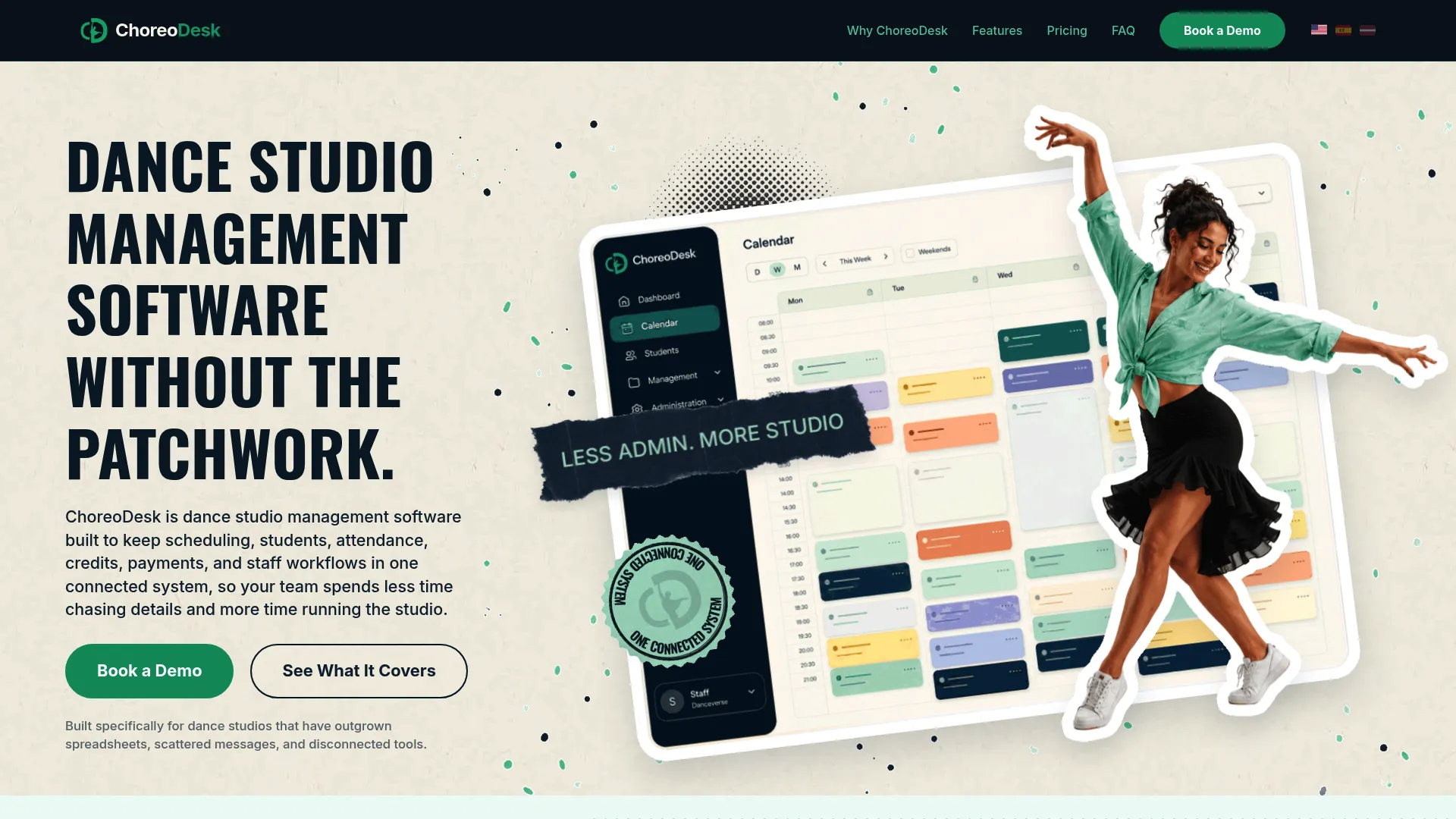 ChoreoDesk dance studio software homepage