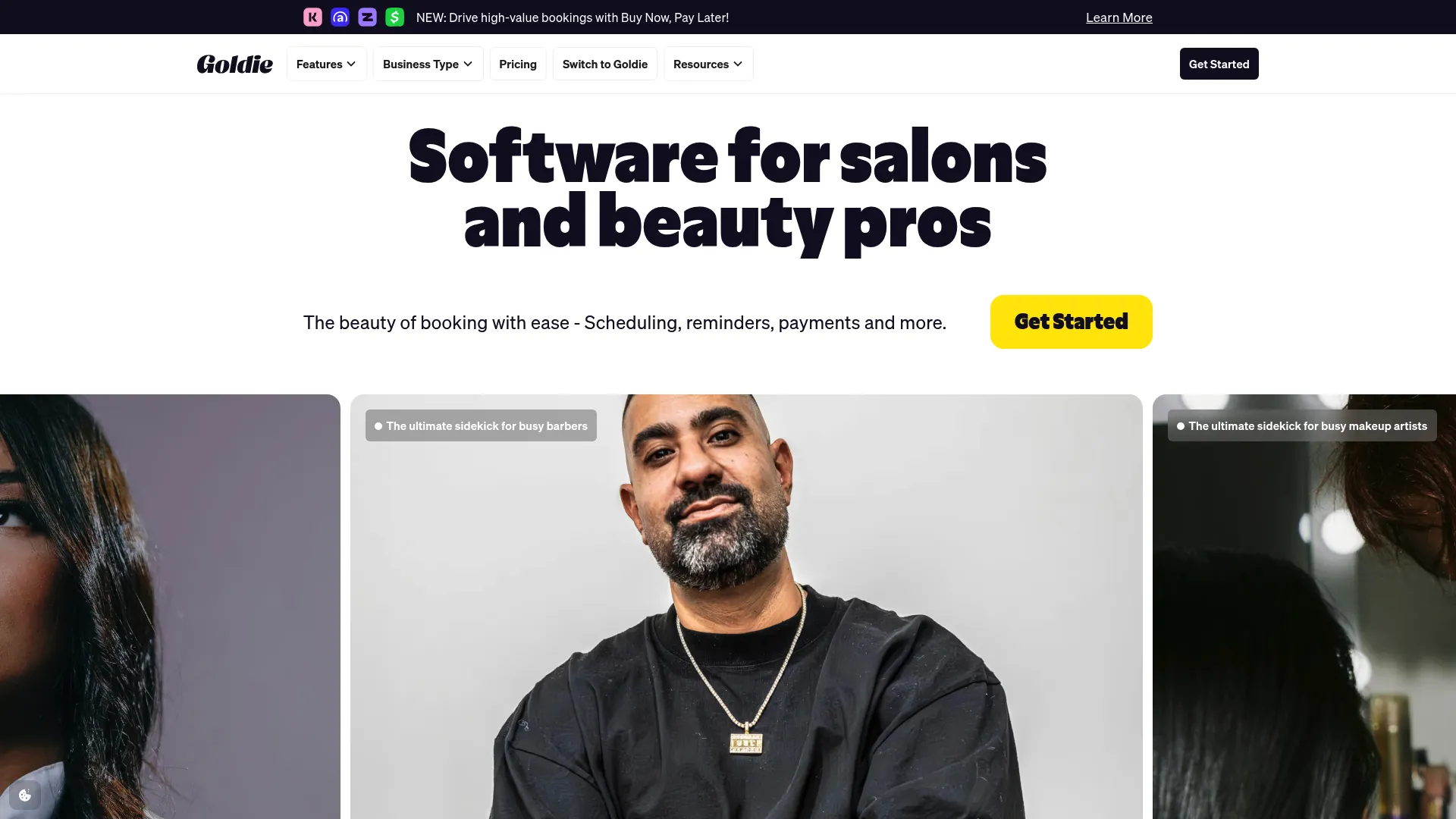 Goldie appointment scheduling app interface