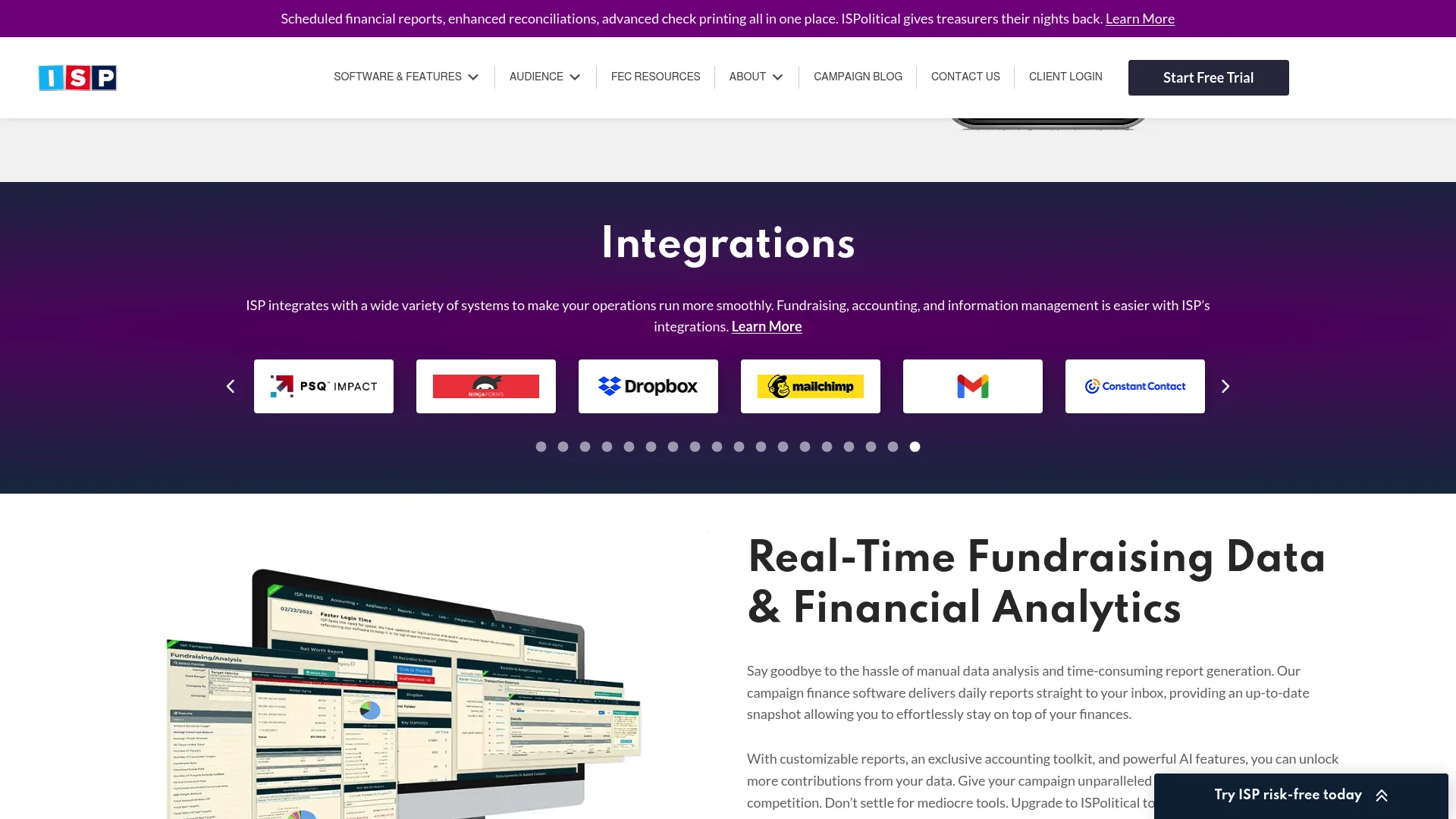 ISPolitical campaign finance and compliance software homepage