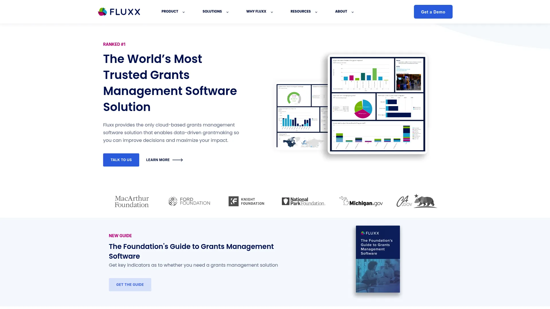 Fluxx grants management software homepage