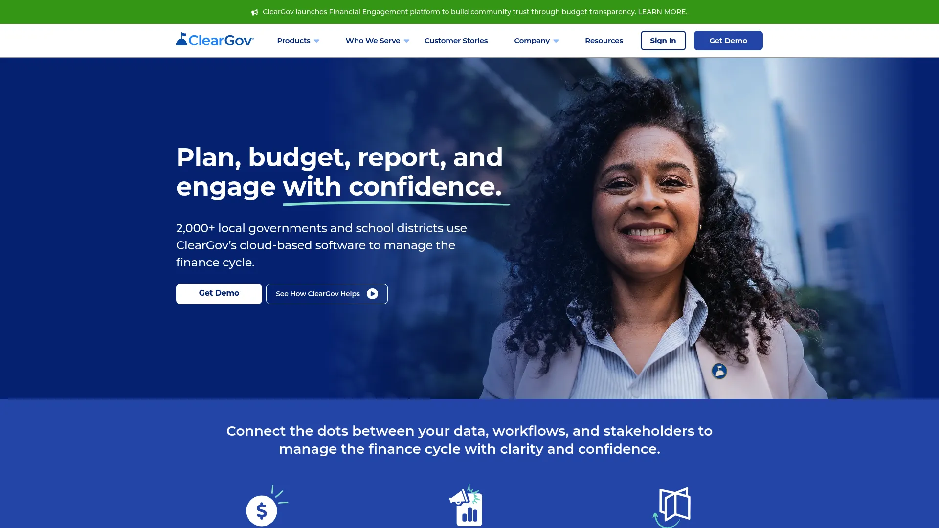 ClearGov budgeting software homepage