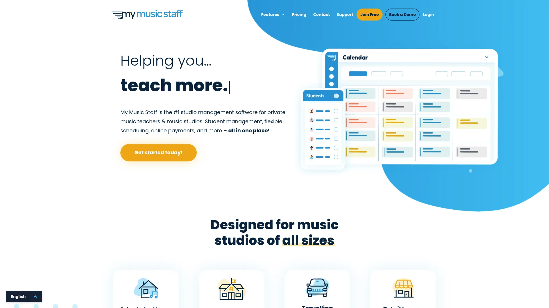 My Music Staff music school software homepage