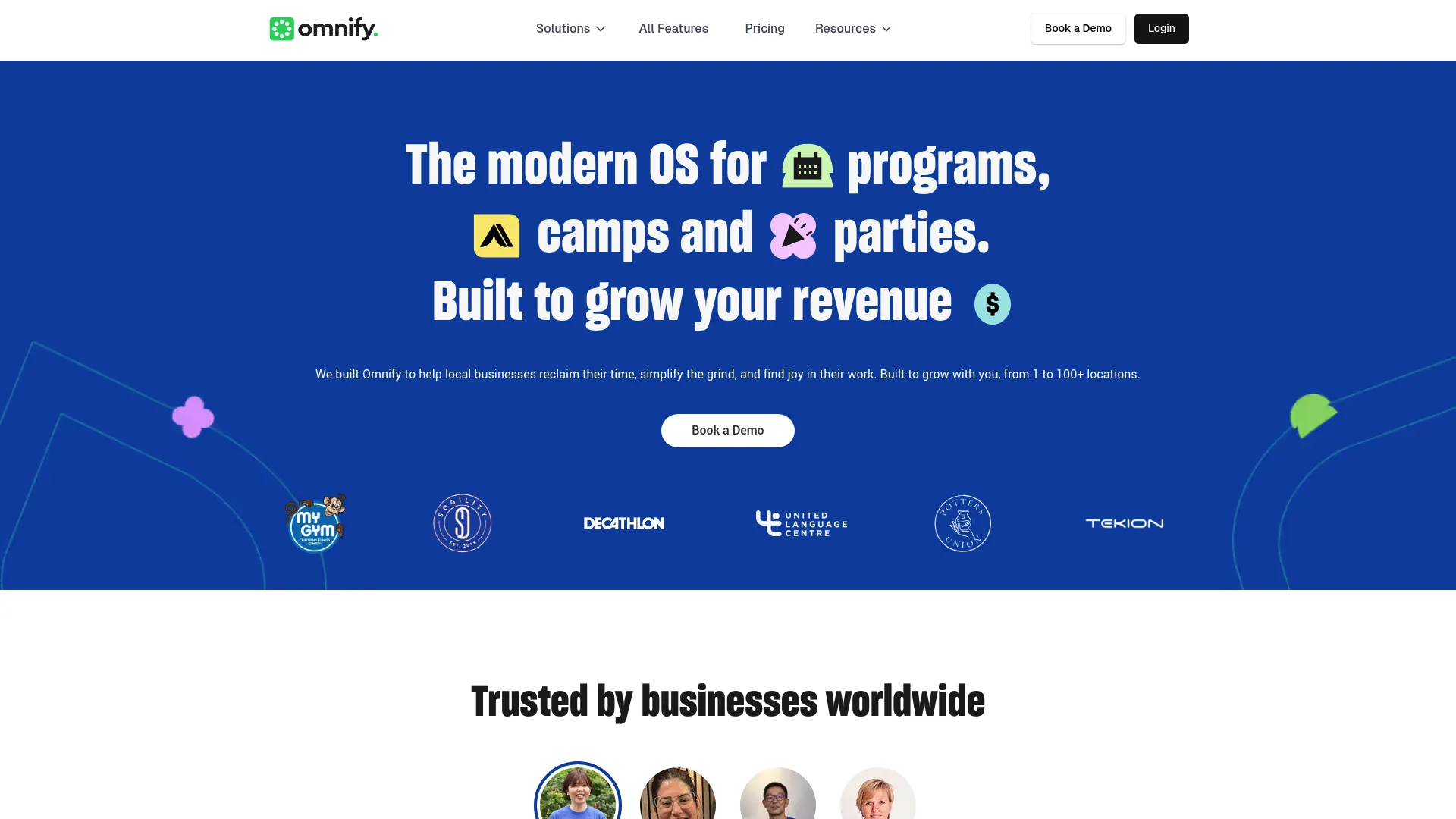 Omnify booking and operations software homepage