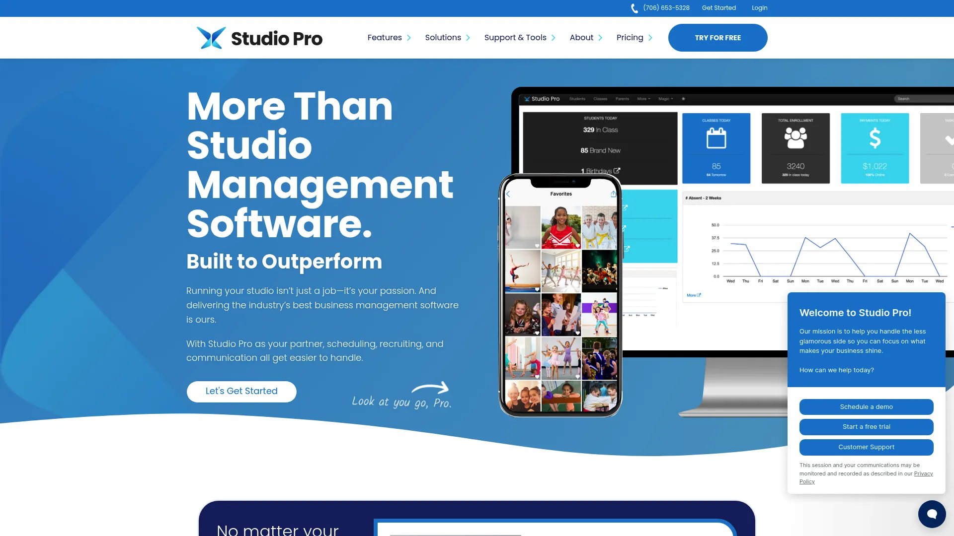 Studio Pro studio management software homepage