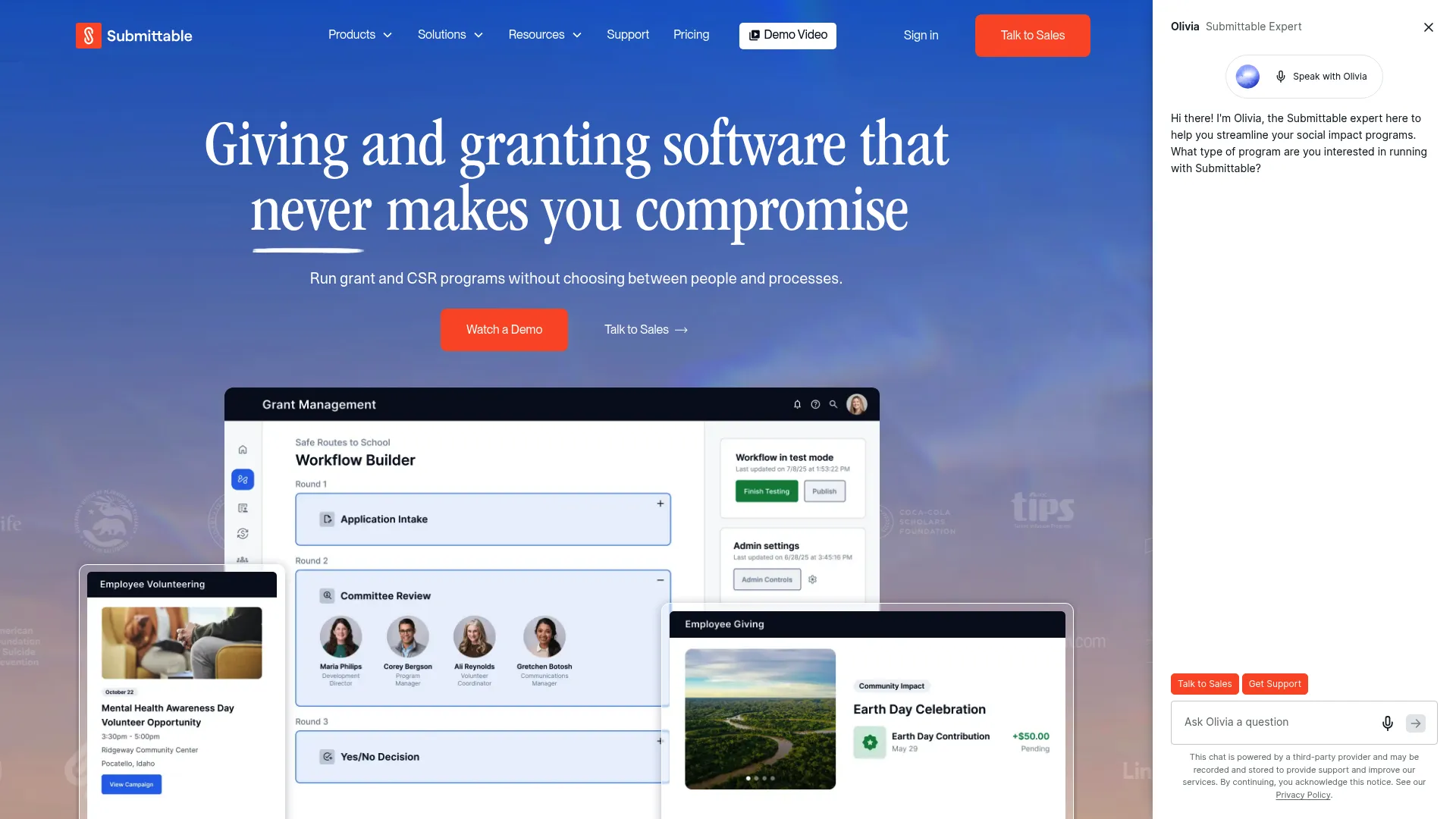Submittable application and grant management software