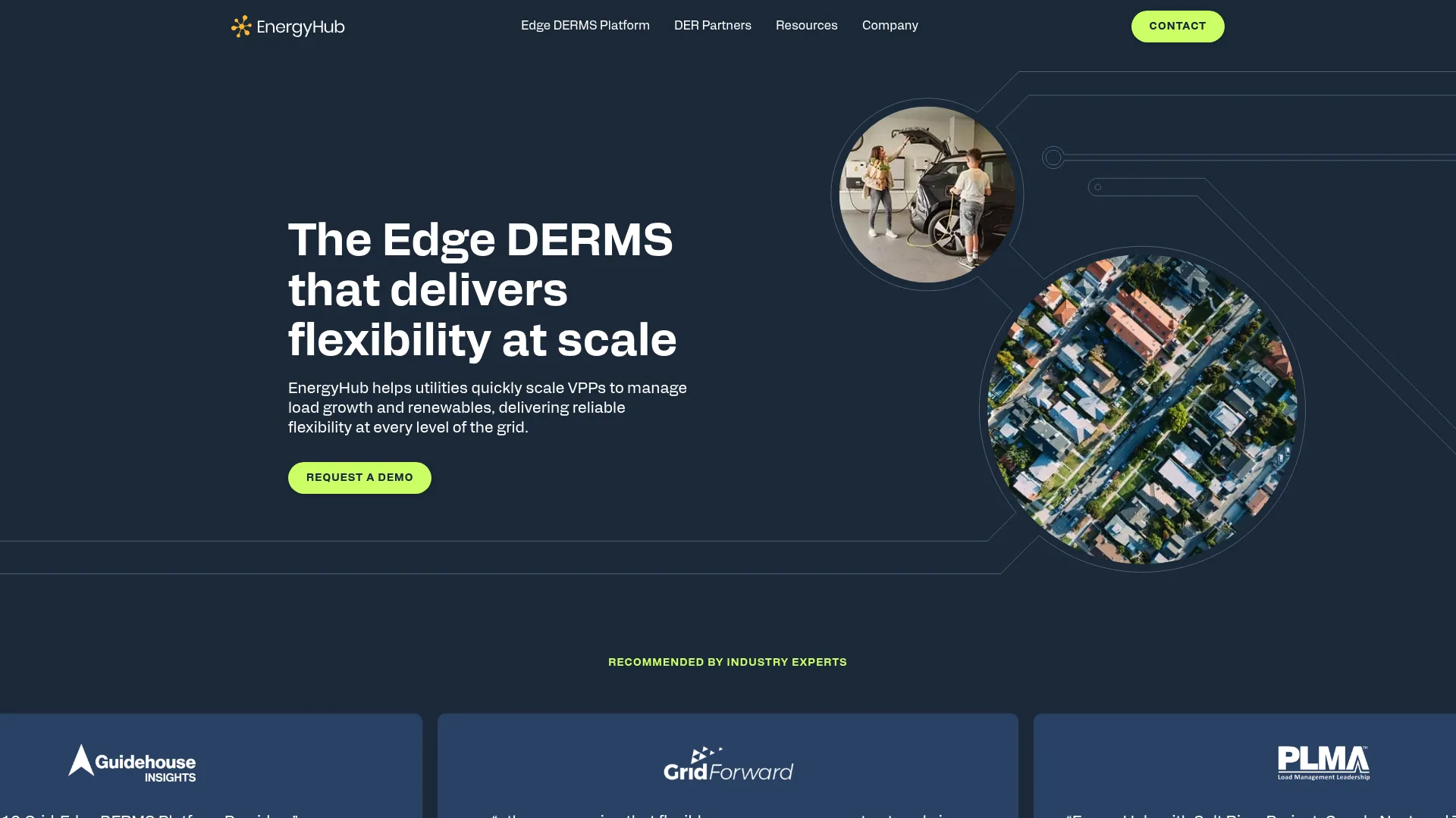 EnergyHub grid-edge DERMS platform for utilities and virtual power plants homepage