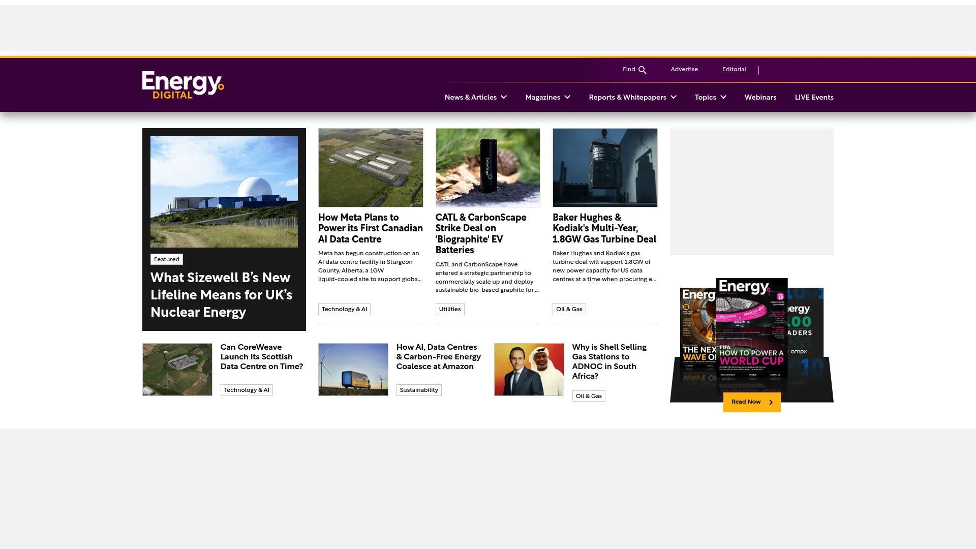 Energy Digital B2B energy industry media and research platform homepage