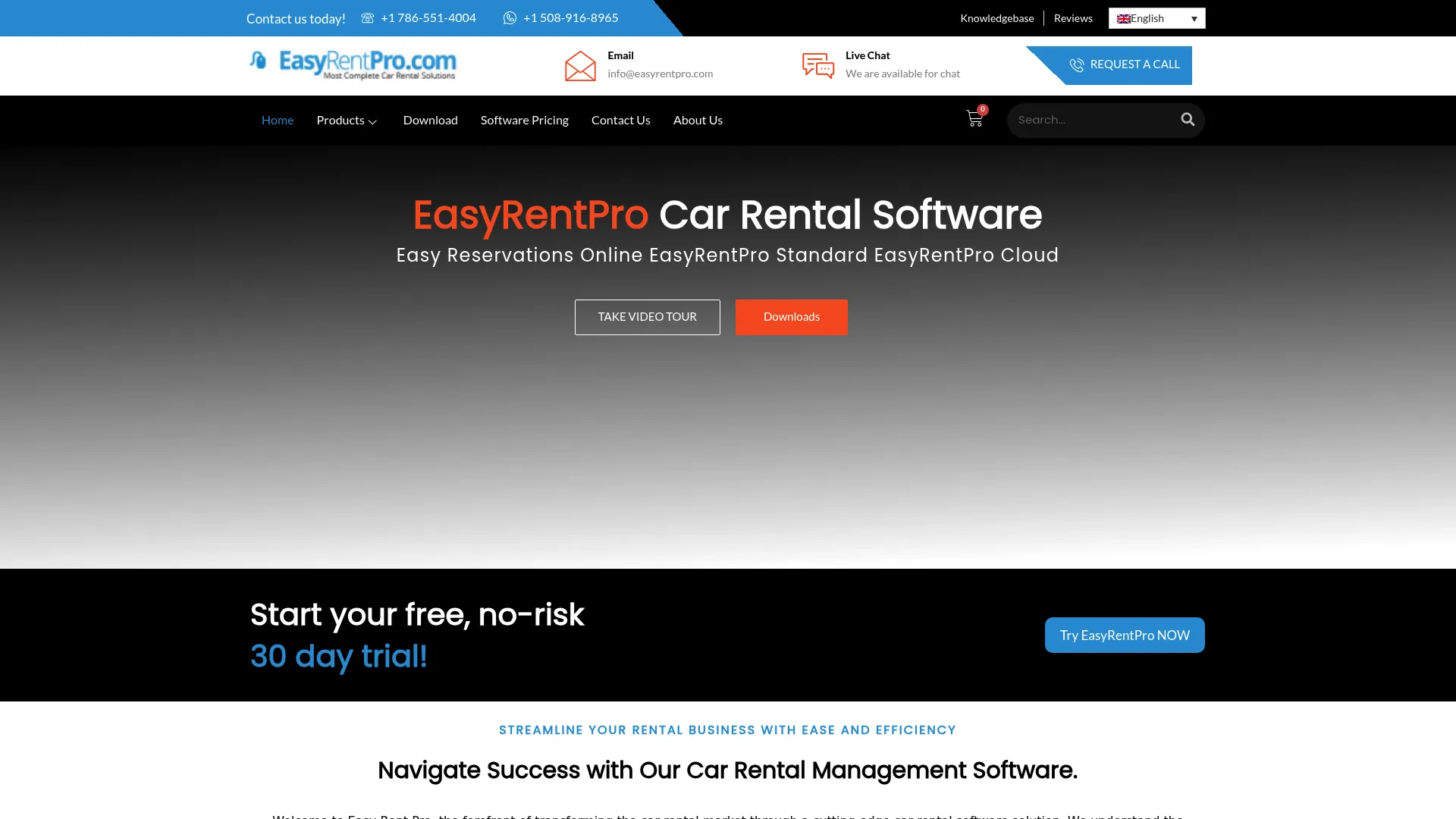 Easy Rent Pro car rental software homepage