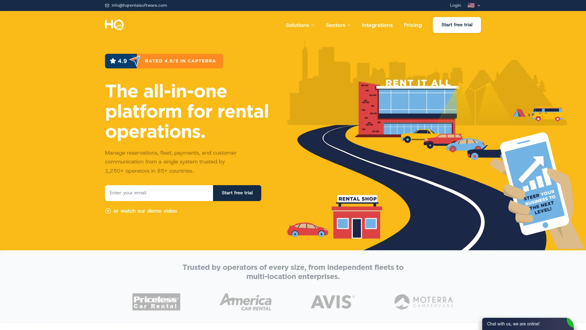 HQ Rental Software homepage