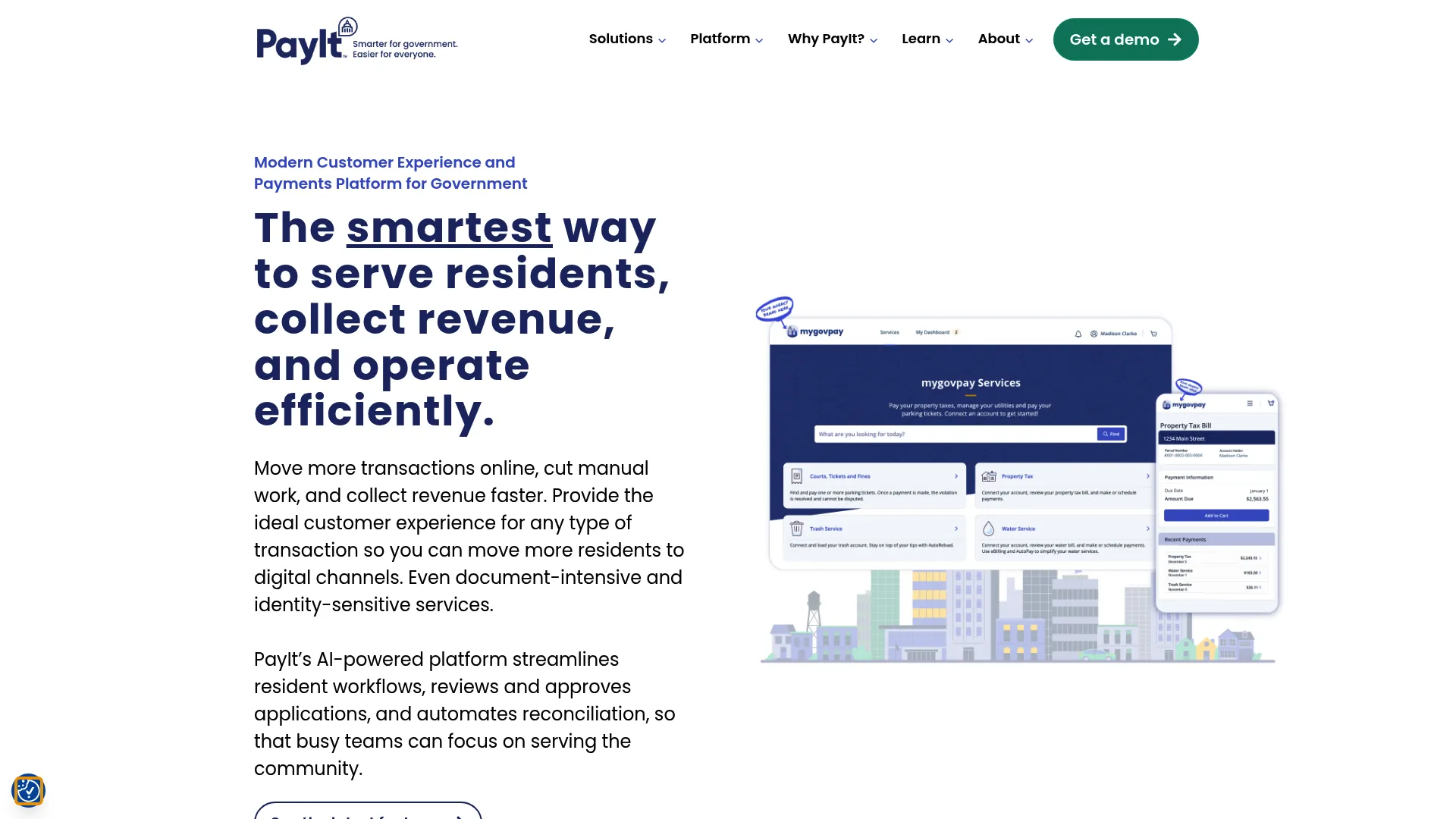 PayIt government payments and resident portal homepage