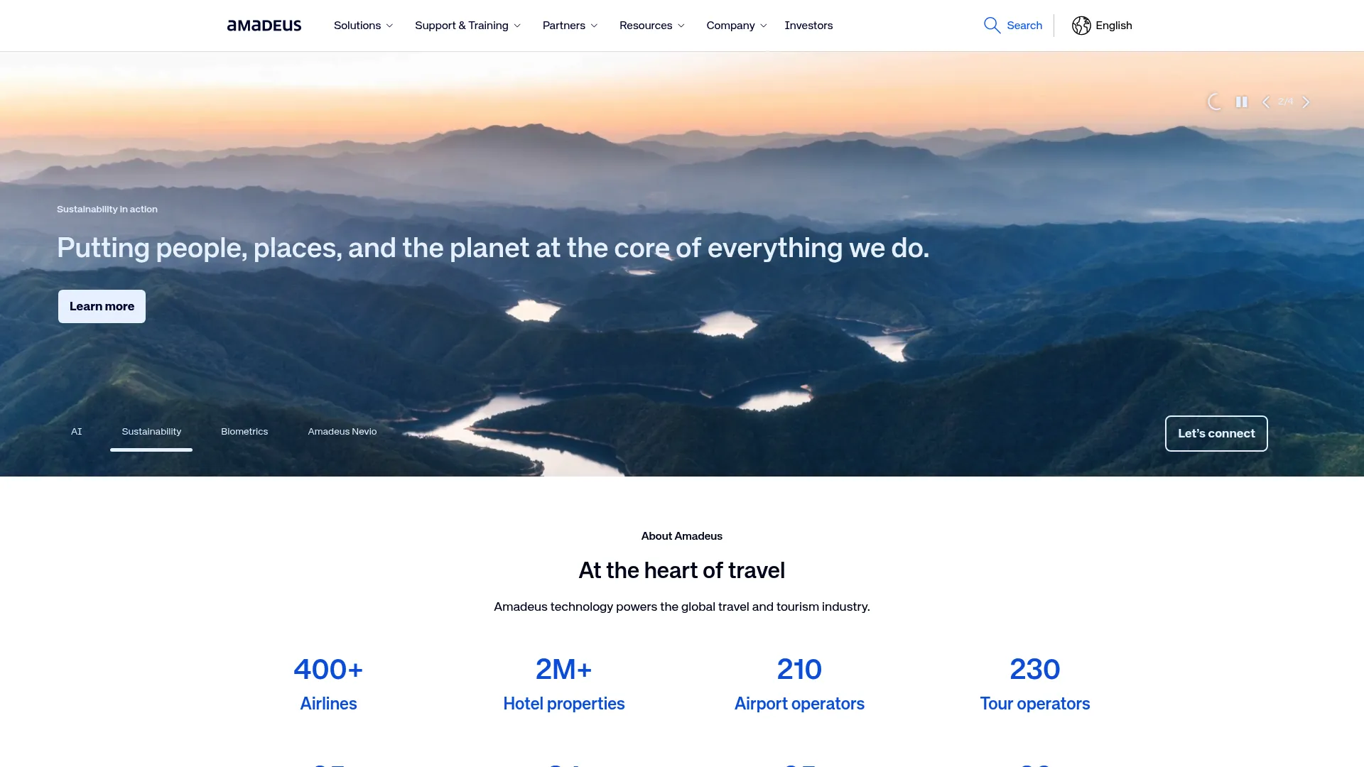 Amadeus travel technology platform homepage
