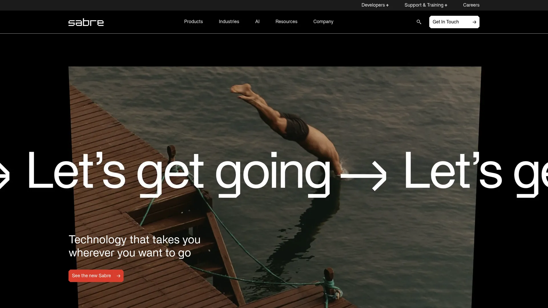 Sabre travel technology platform homepage