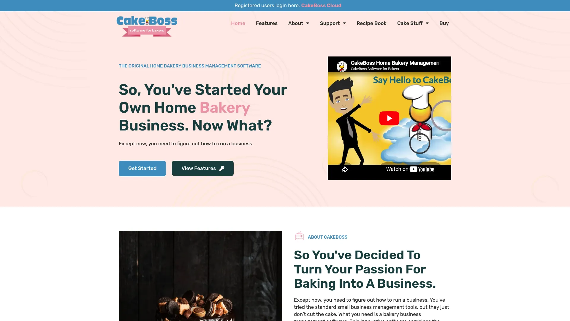 CakeBoss bakery business software homepage
