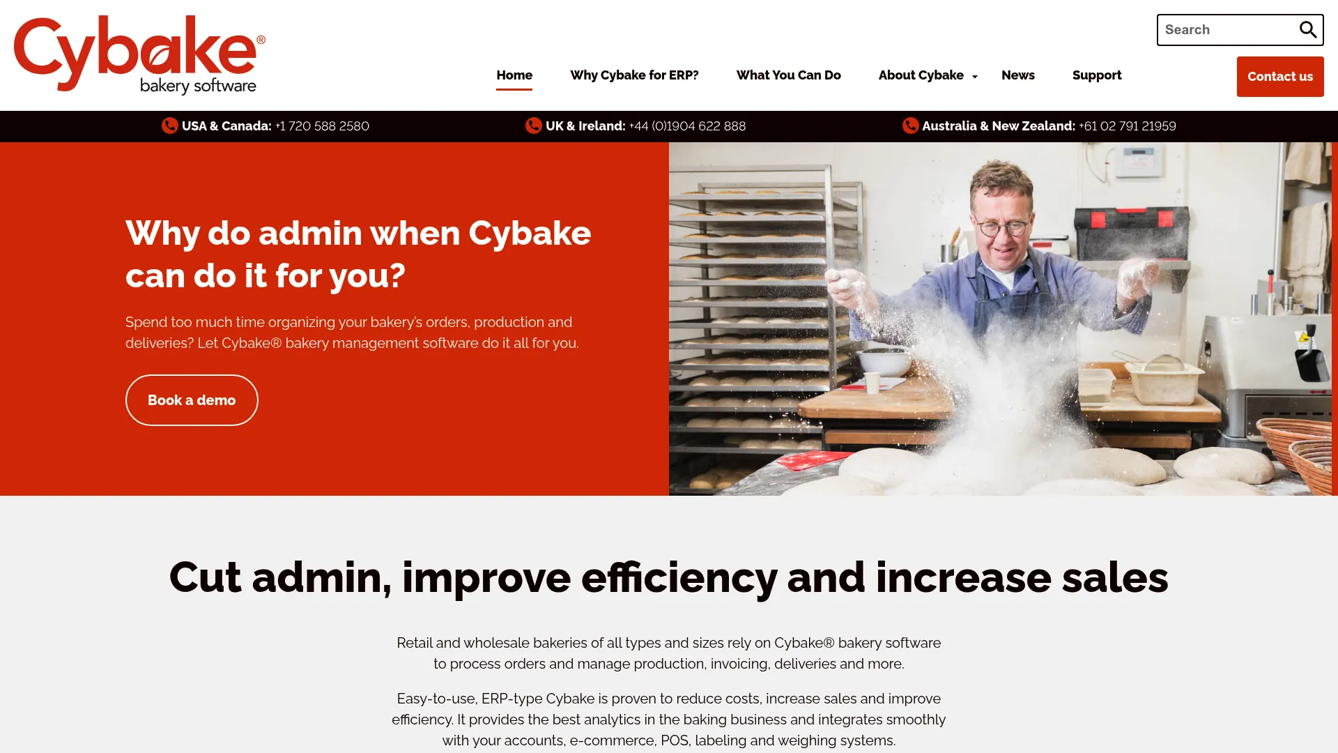 Cybake bakery management software homepage