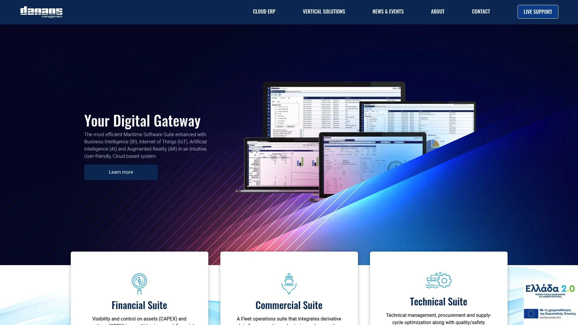 DANAOS enterprise maritime and ship management software homepage