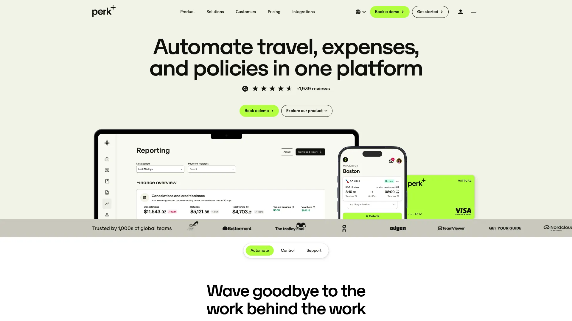 TravelPerk business travel and spend management platform homepage