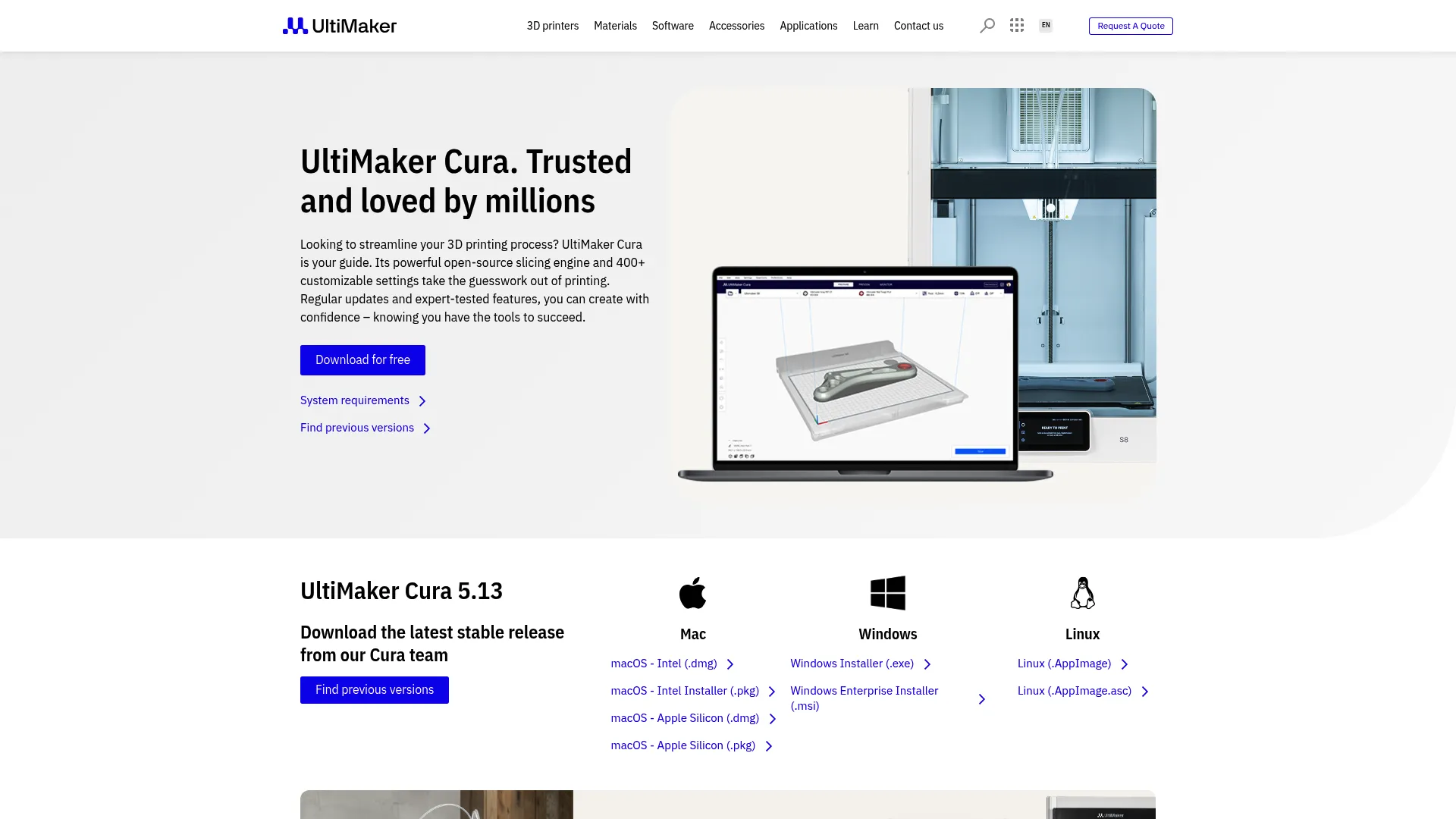 UltiMaker Cura 3D printing slicer software interface