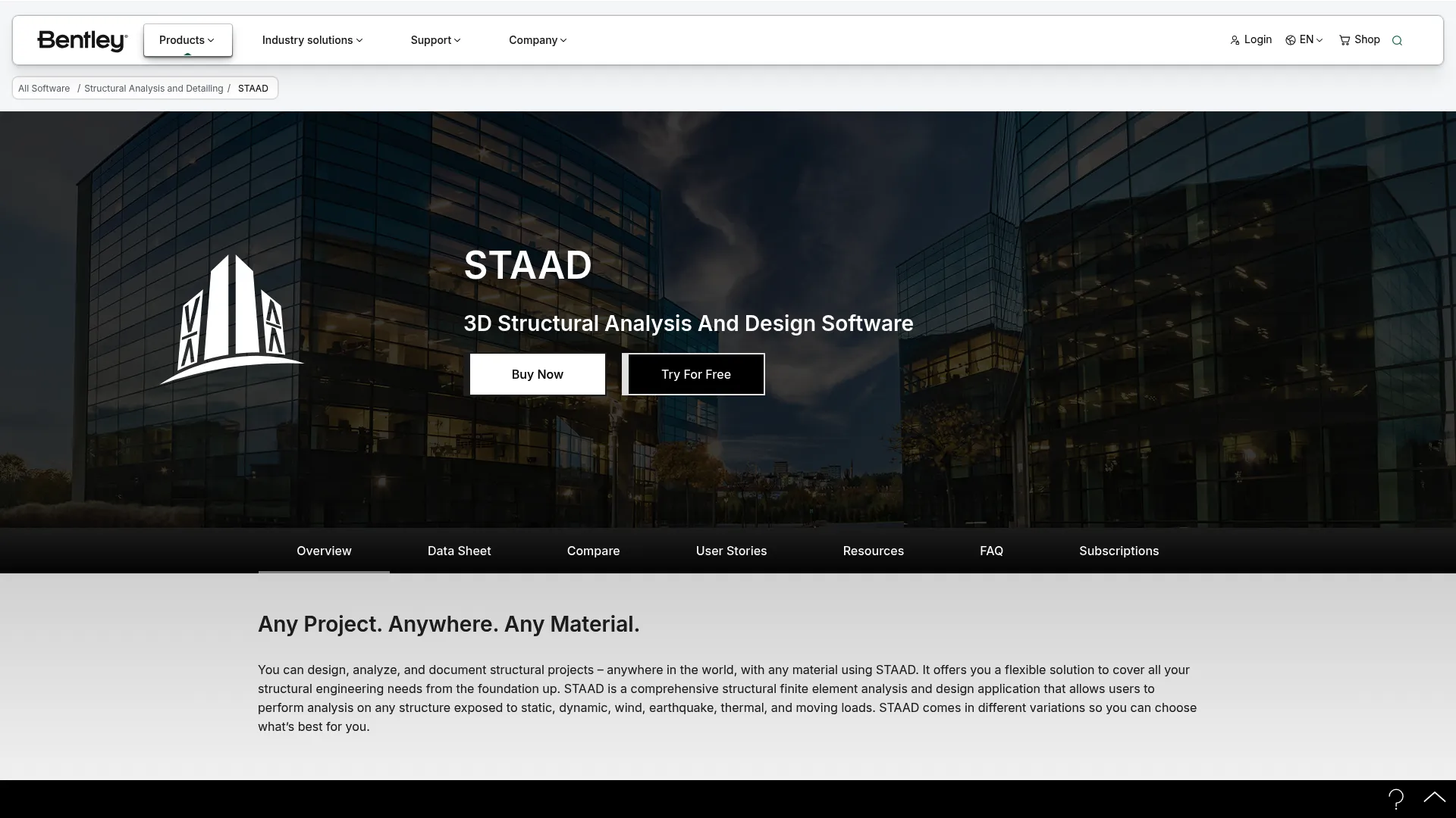 Bentley STAAD structural analysis and design software